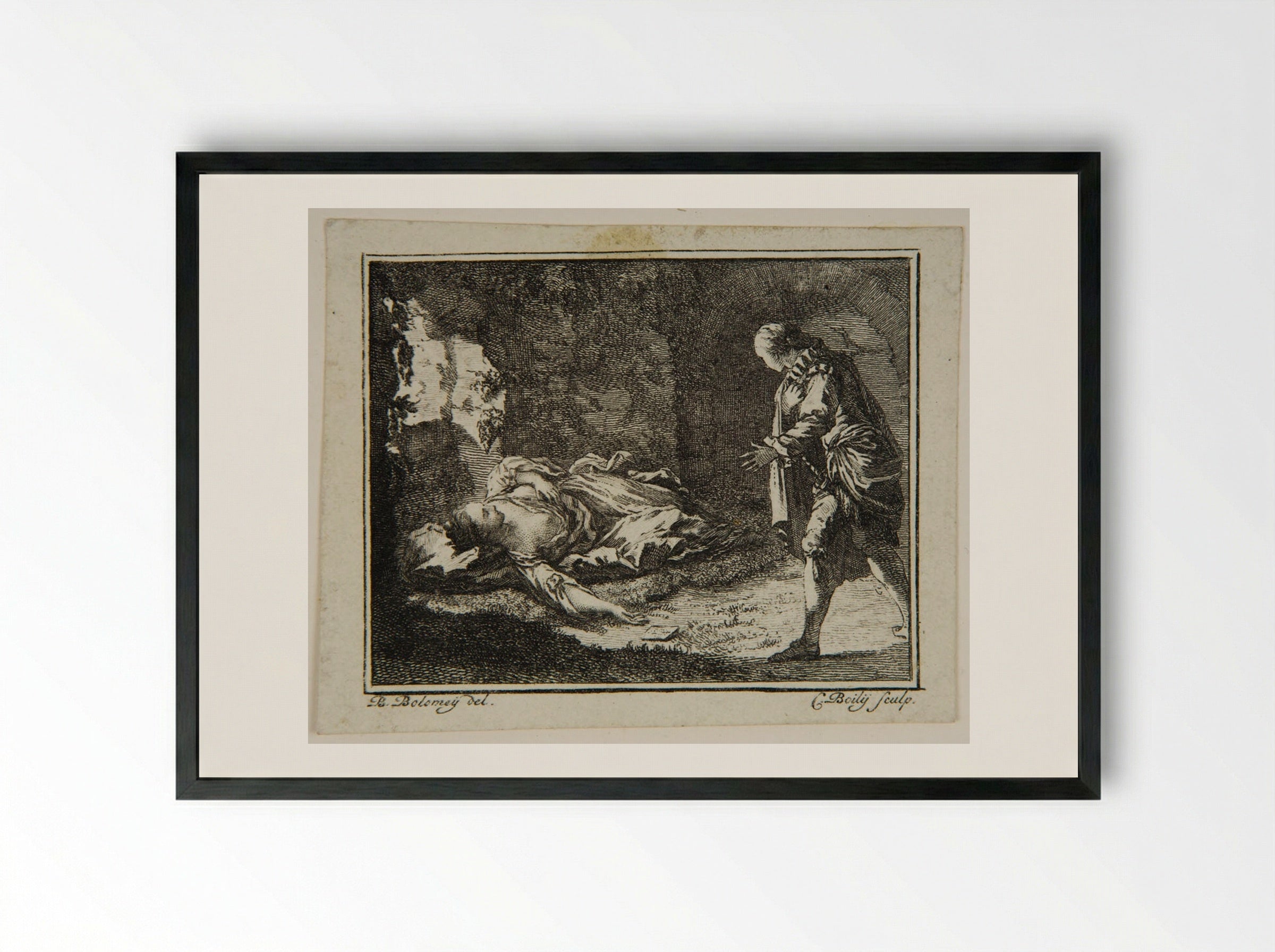 Illustration from Bibliothèque de campagne - Benjamin Samuel Bolomey - Framed Print Black