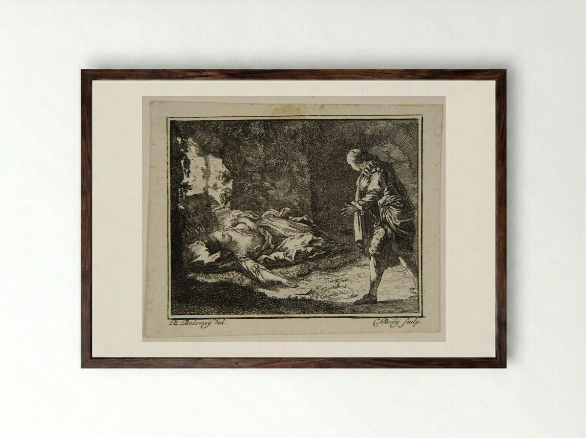 Illustration from Bibliothèque de campagne - Benjamin Samuel Bolomey - Framed Print Dark Wood