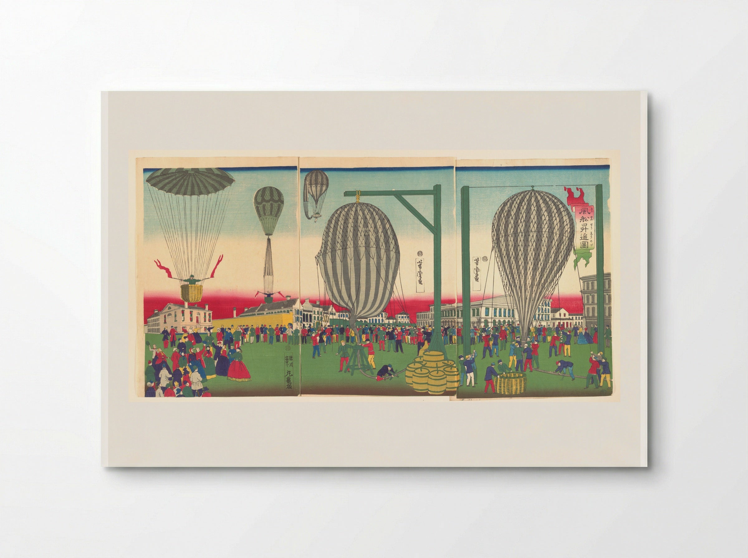 Illustration of a Balloon Ascending (Fūsen shōyō no zu) - Utagawa Yoshitora - Poster