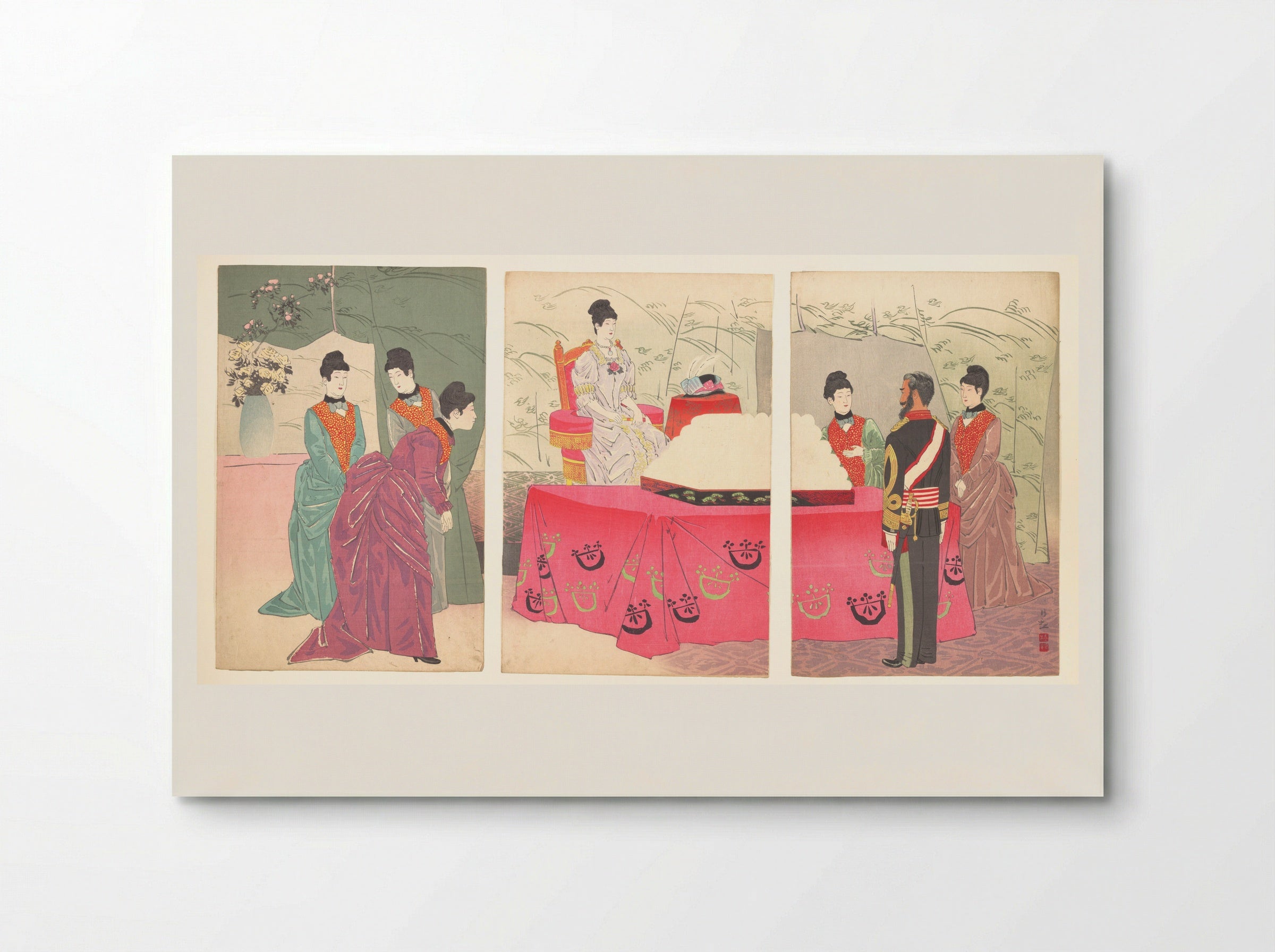 Illustration of the Empress Visiting the General Staff Headquarters - Kobayashi Kiyochika - Poster