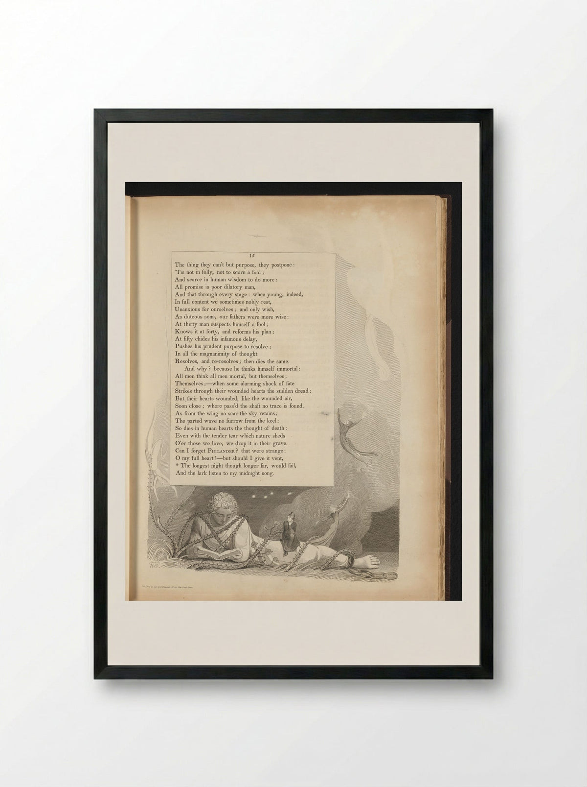 Illustration to Edward Young's Night Thoughts, Page 15 - William Blake - Framed Print Black