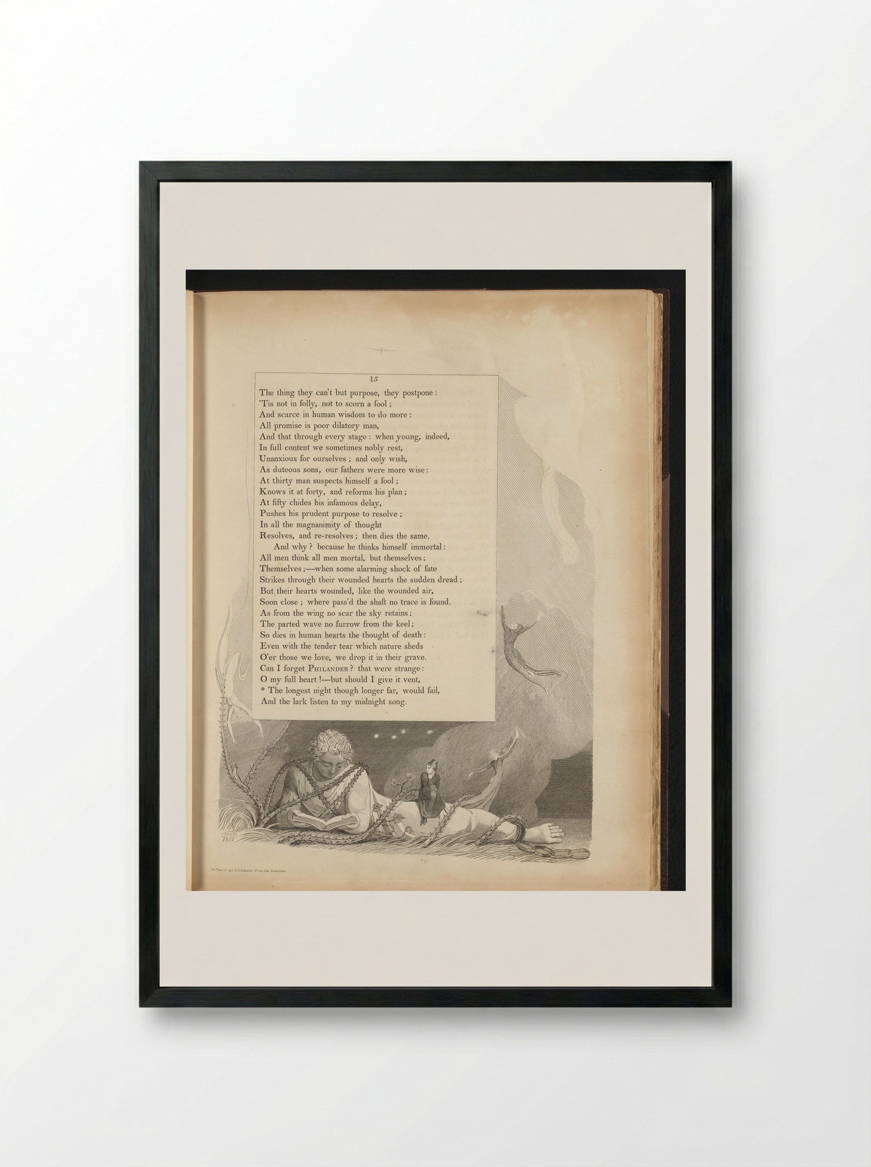 Illustration to Edward Young's Night Thoughts, Page 15 - William Blake - Framed Print Black