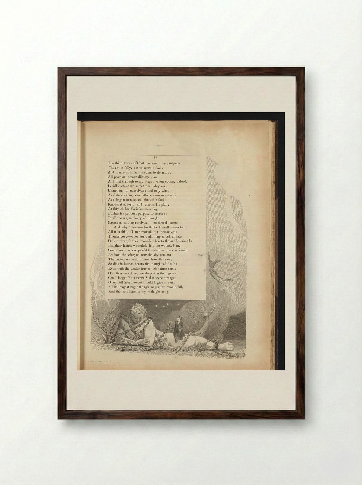 Illustration to Edward Young's Night Thoughts, Page 15 - William Blake - Framed Print Dark Wood