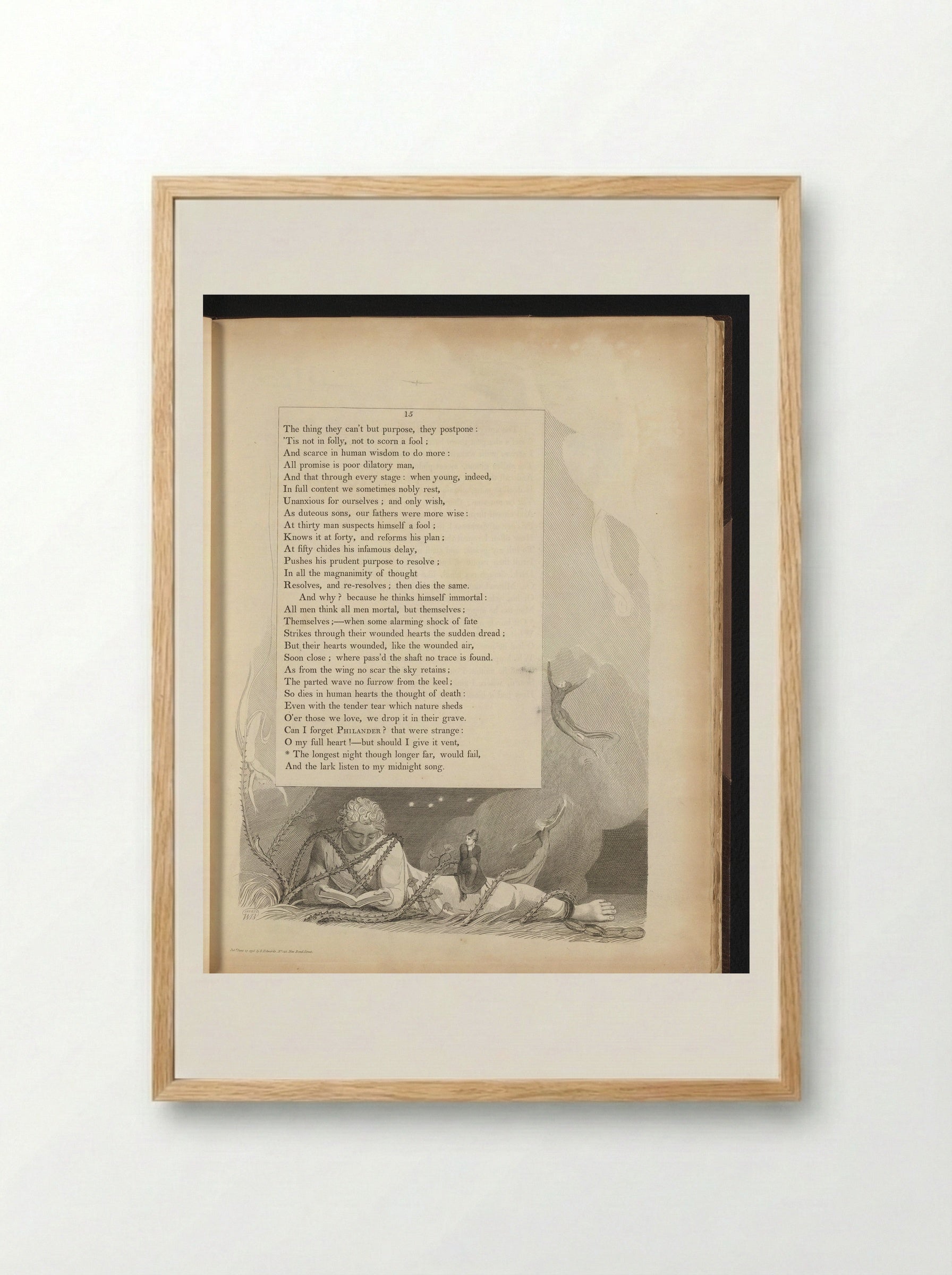 Illustration to Edward Young's Night Thoughts, Page 15 - William Blake - Framed Print Wood