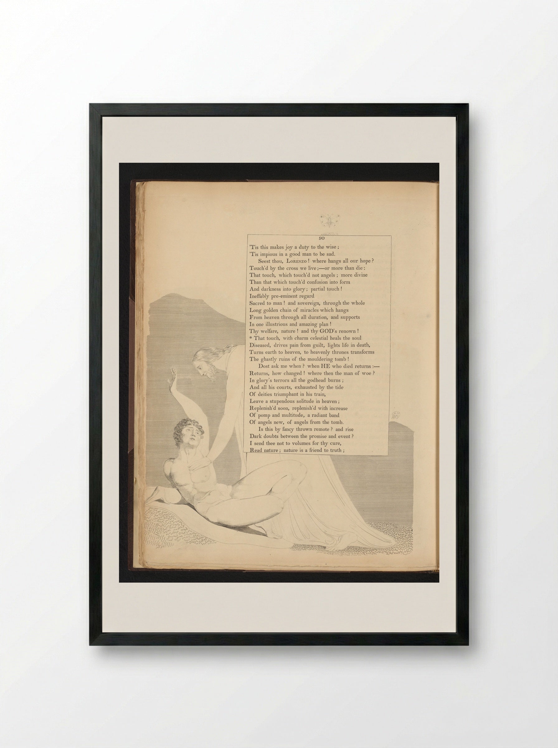 Illustration to Edward Young's Night Thoughts, Page 90 - William Blake - Framed Print Black