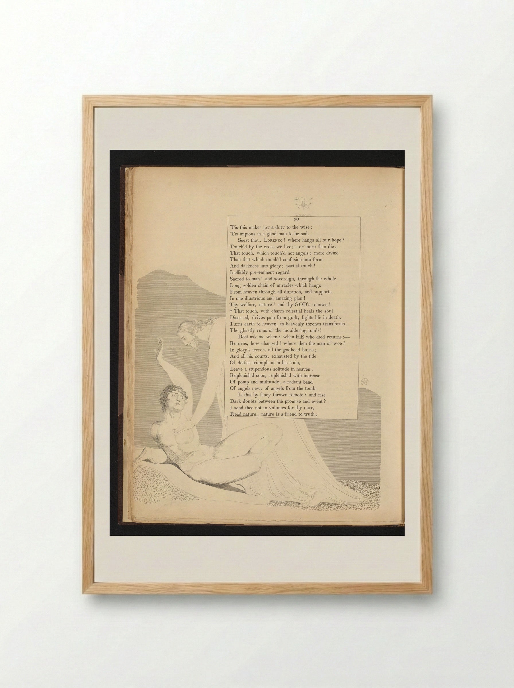 Illustration to Edward Young's Night Thoughts, Page 90 - William Blake - Framed Print Wood