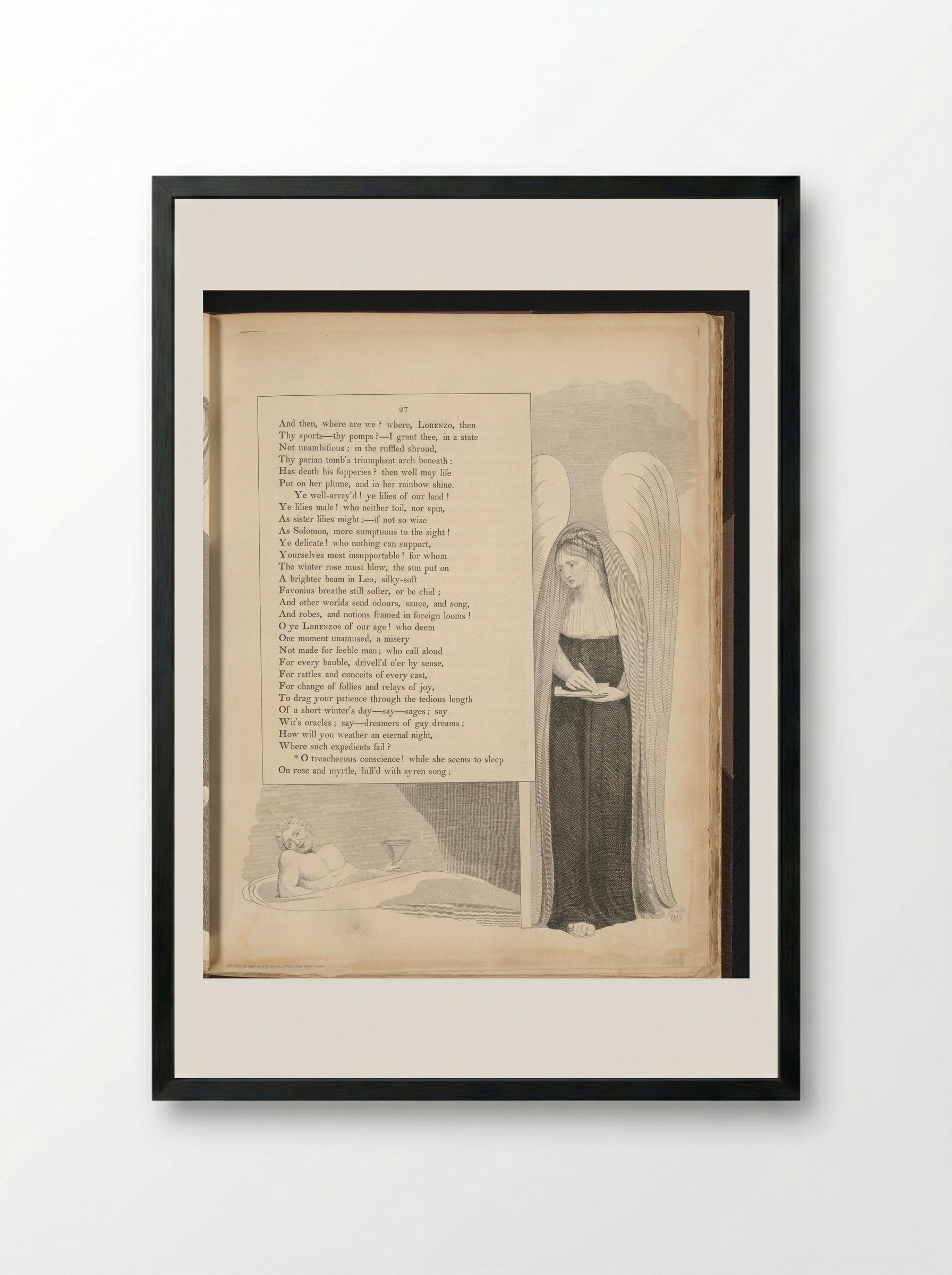 Illustration to Night Thoughts - William Blake - Framed Print Black