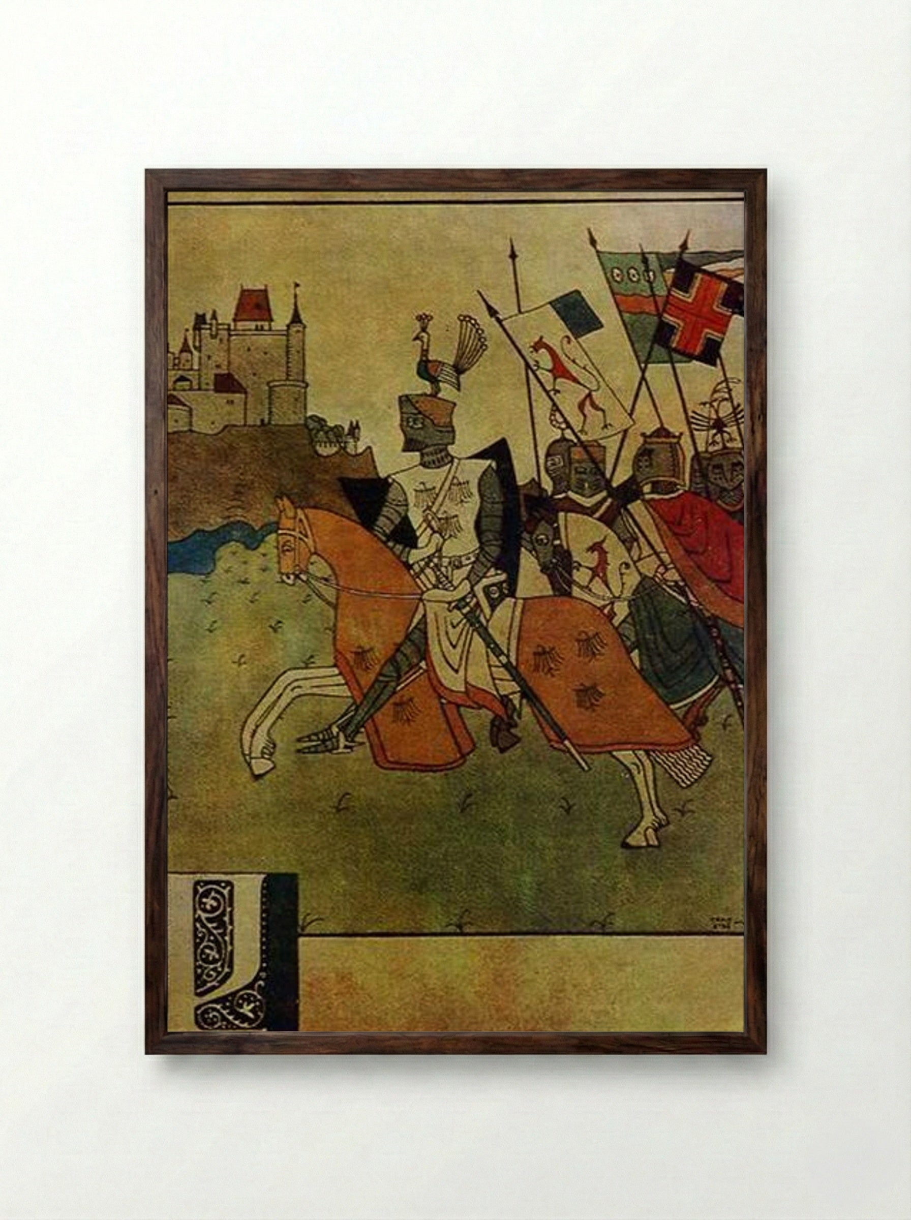 Illustration to 'The Song of Roland' - Heorhiy Narbut - Framed Print Dark Wood