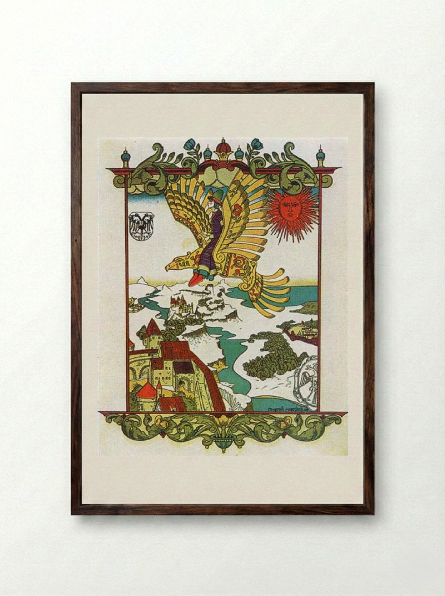 Illustration to 'Wooden Eagle' - Heorhiy Narbut - Framed Print Dark Wood