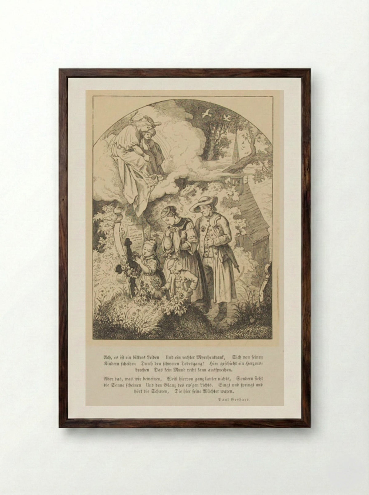 Illustration to a Poem by Paul Gerhard - Adrian Ludwig Richter - Framed Print Dark Wood