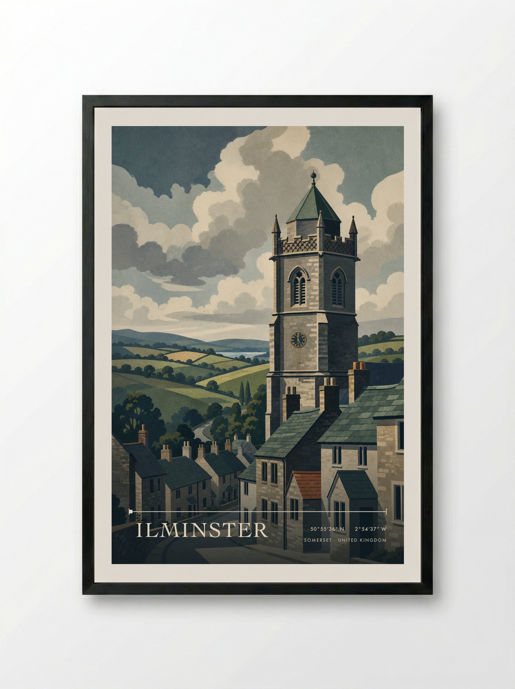 Ilminster Somerset United Kingdom Travel Poster - Framed Print Black