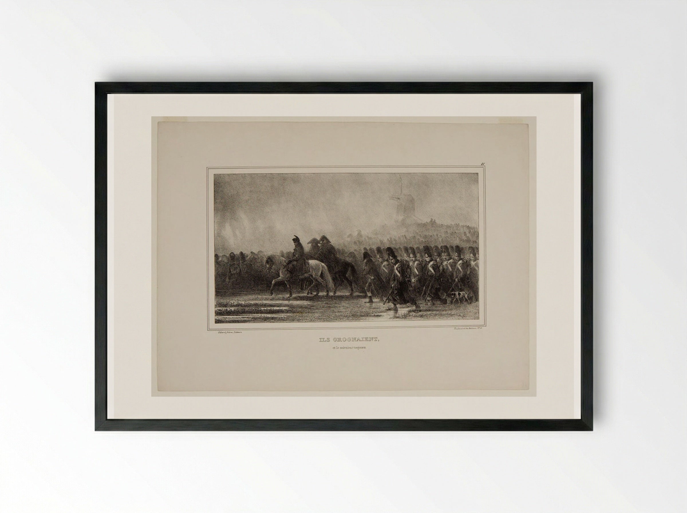 Ils grognaient, et le suivaient toujours - Denis-Auguste-Marie Raffet - Framed Print Black