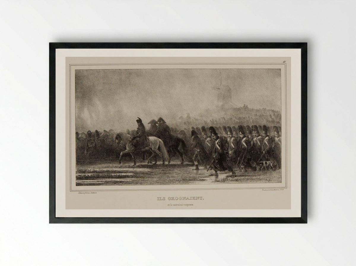 Ils grognaient, et le suivaient toujours - Denis-Auguste-Marie Raffet - Framed Print Black