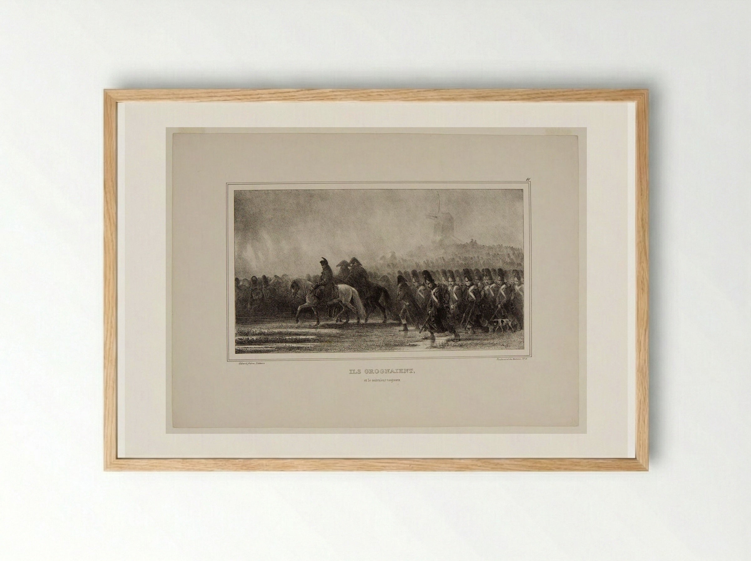 Ils grognaient, et le suivaient toujours - Denis-Auguste-Marie Raffet - Framed Print Wood