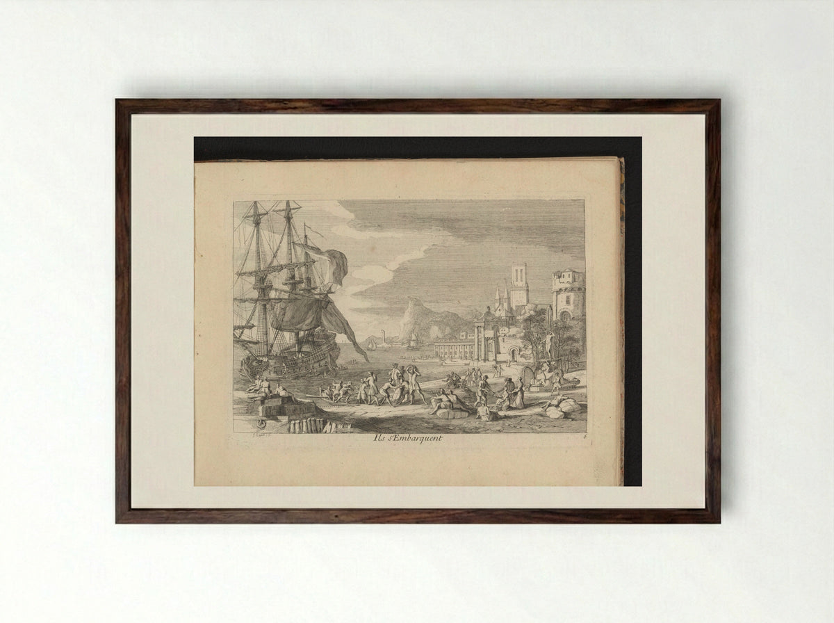 Ils s'Embarquent - Gaspard Duchange - Framed Print Dark Wood