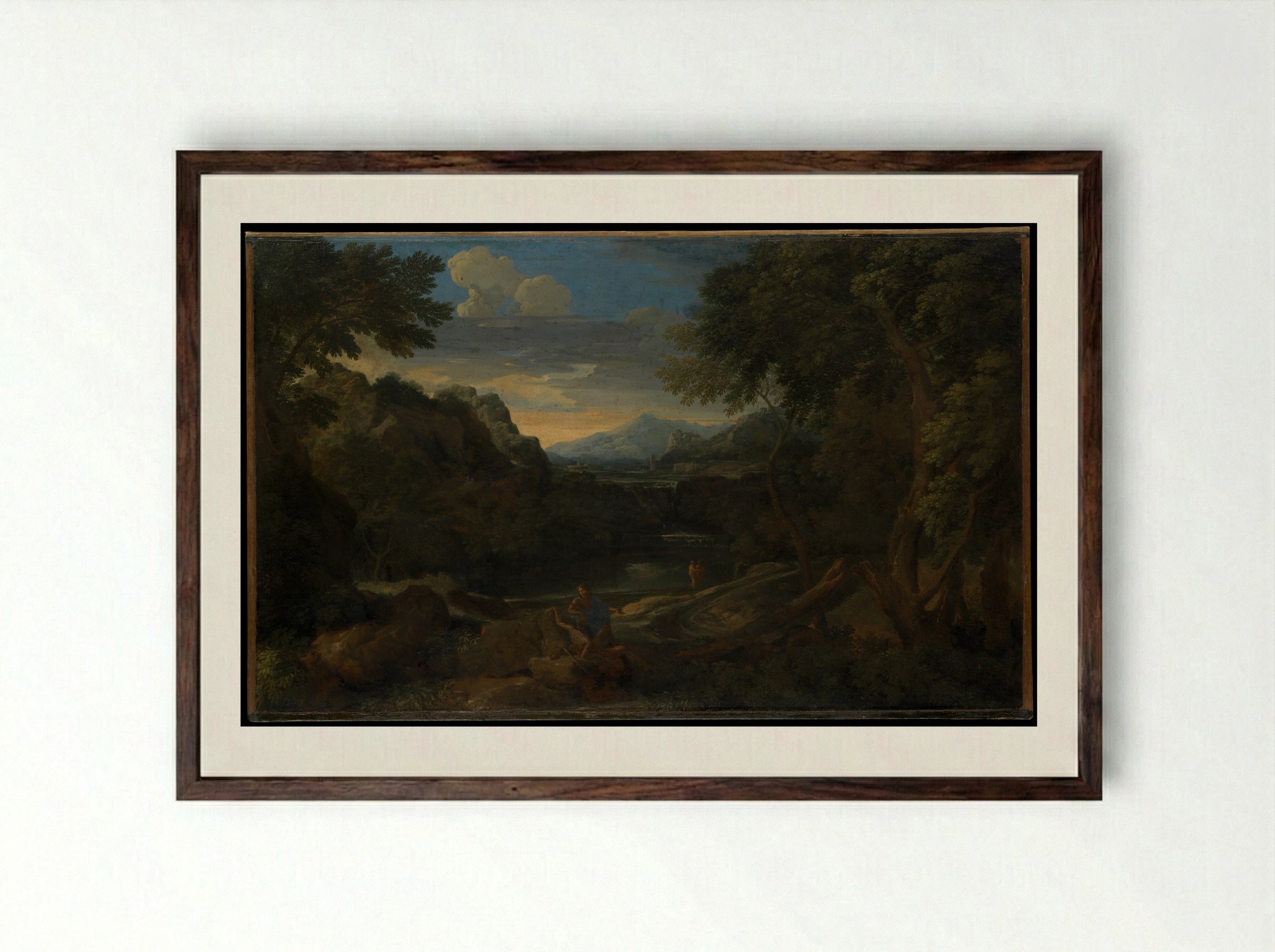 Imaginary Landscape - Gaspard Dughet - Framed Print Dark Wood