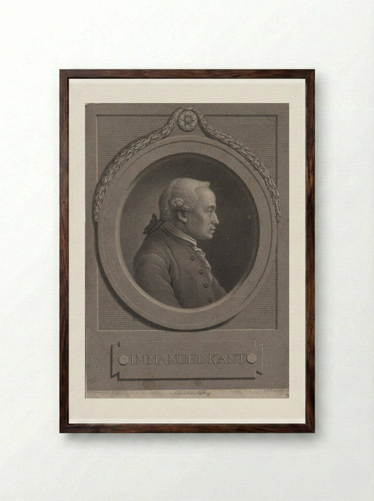 Immanuel Kant - Johann Friedrich Bause - Framed Print Dark Wood