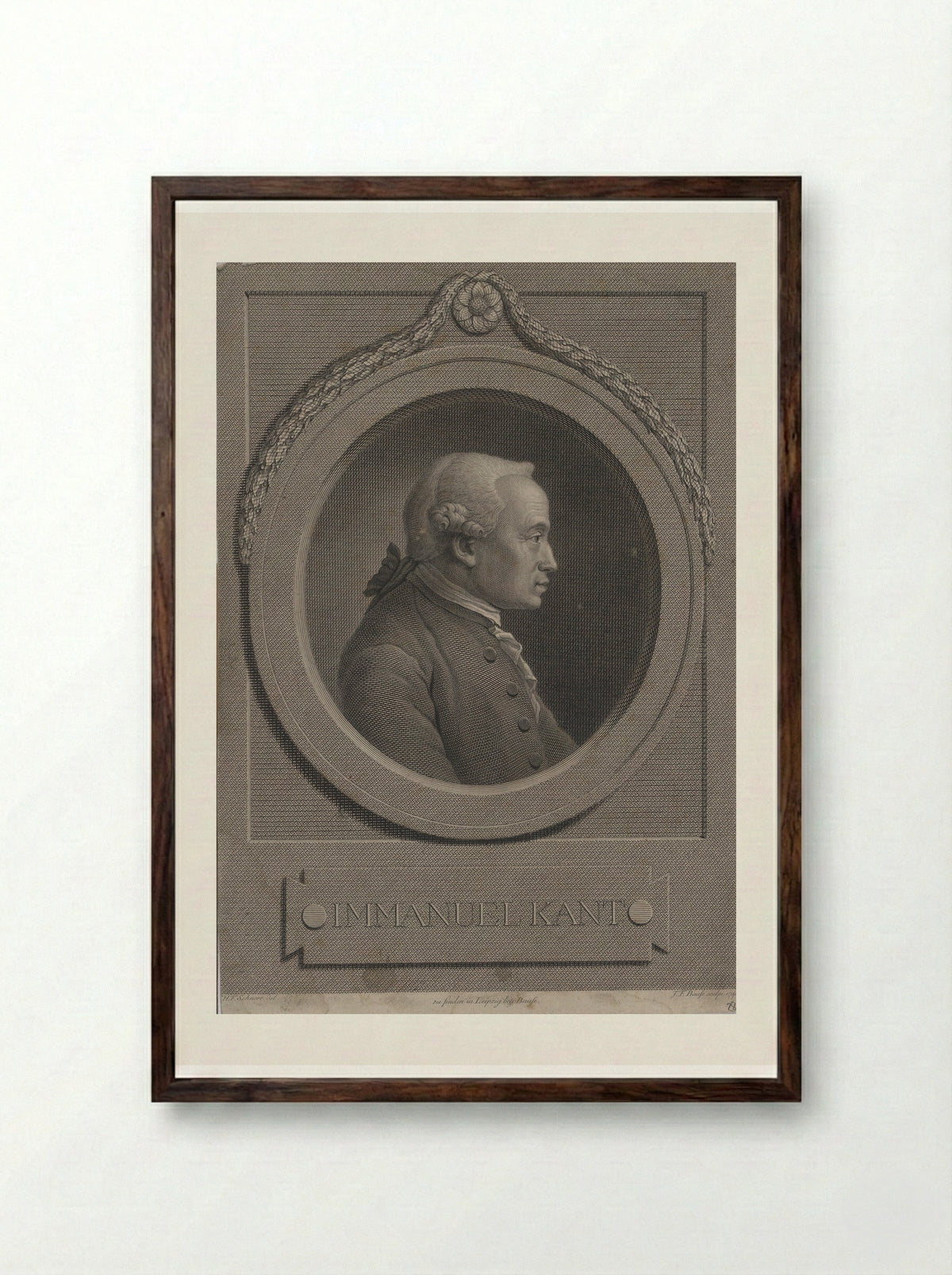 Immanuel Kant - Johann Friedrich Bause - Framed Print Dark Wood