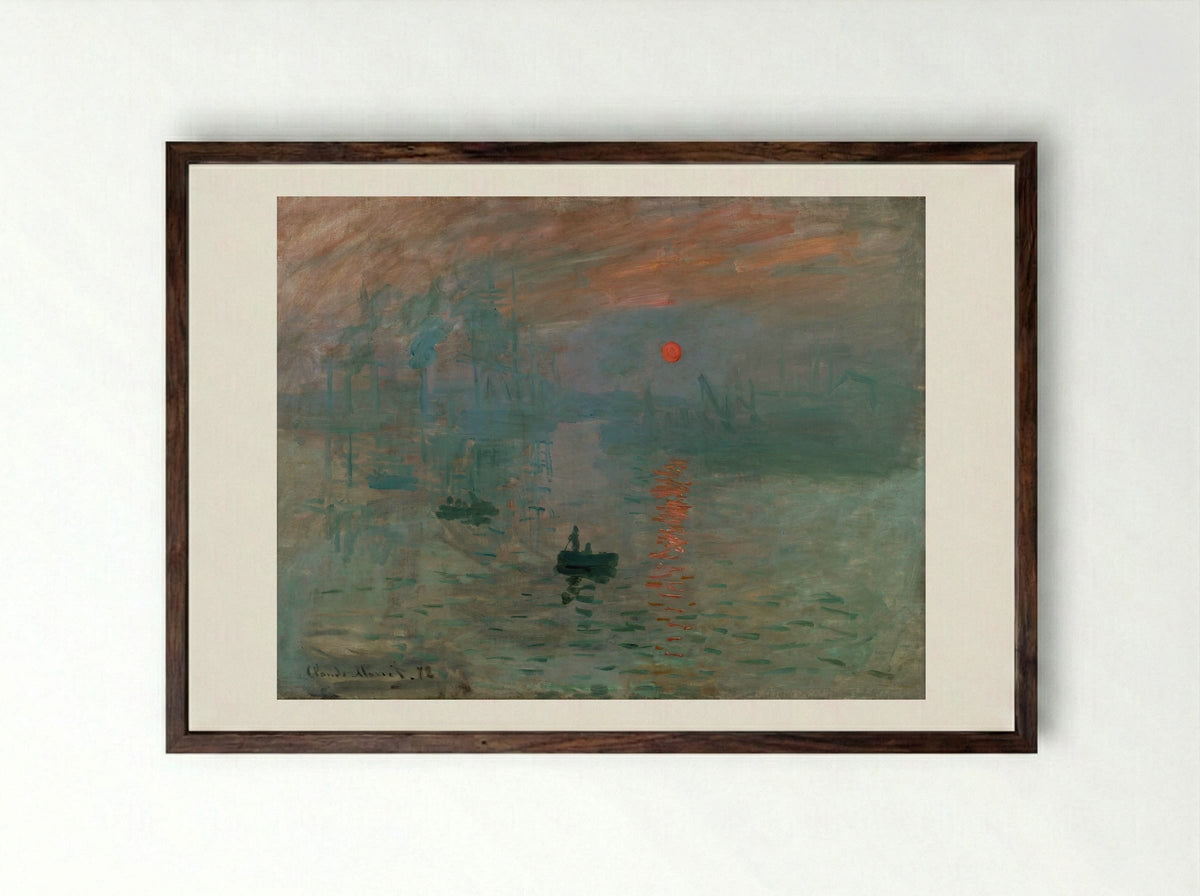 Impression, Sunrise - Claude Monet - Framed Print Dark Wood