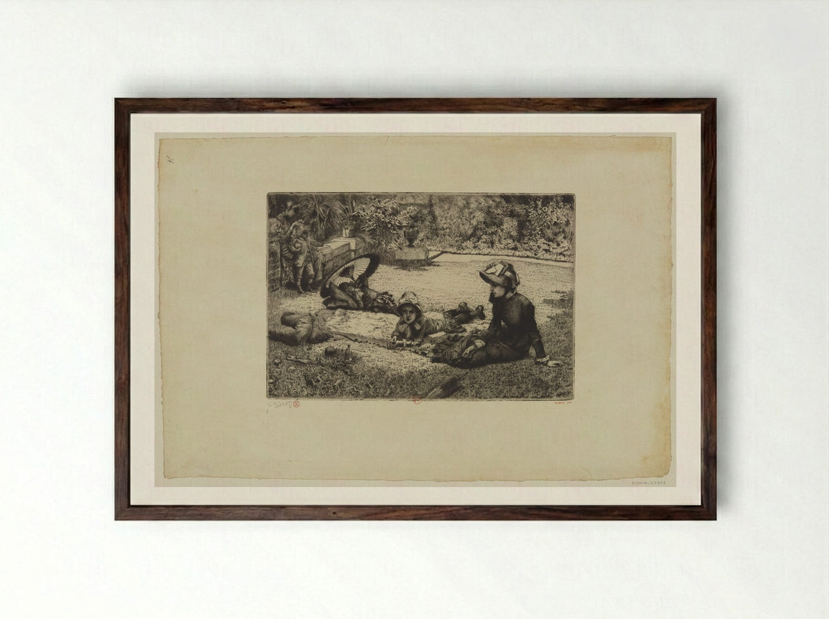 In Full Sunlight (En plein soleil) - James Tissot - Framed Print Dark Wood