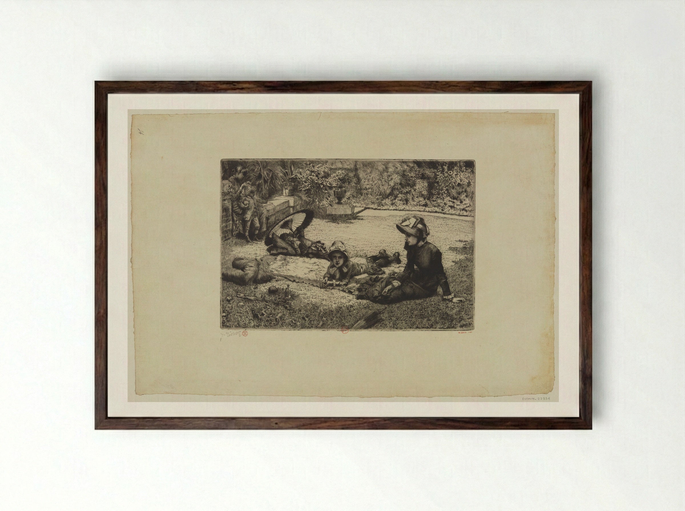 In Full Sunlight (En plein soleil) - James Tissot - Framed Print Dark Wood