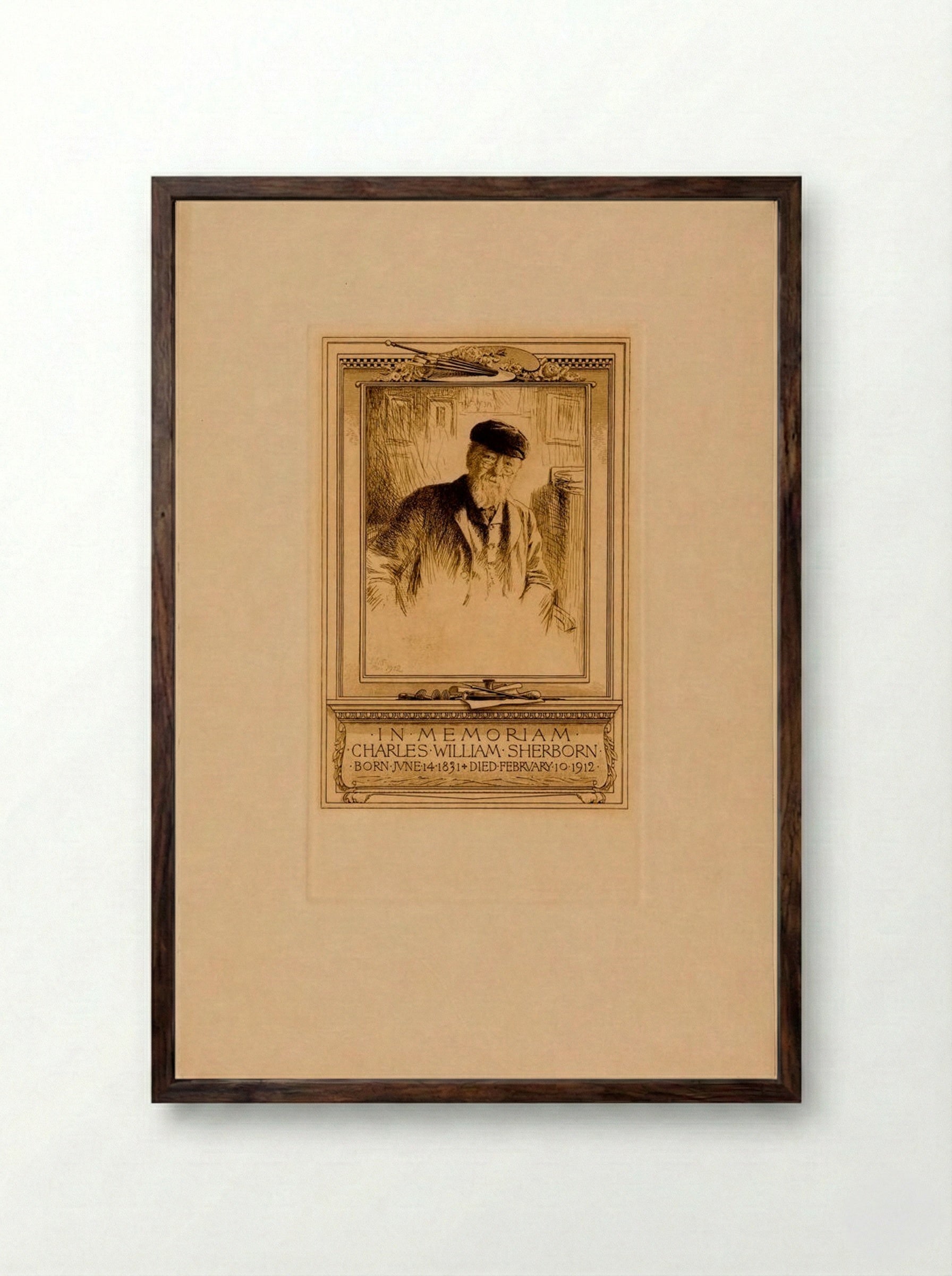 In Memoriam Charles William Sherborn - Sidney L. Smith - Framed Print Dark Wood
