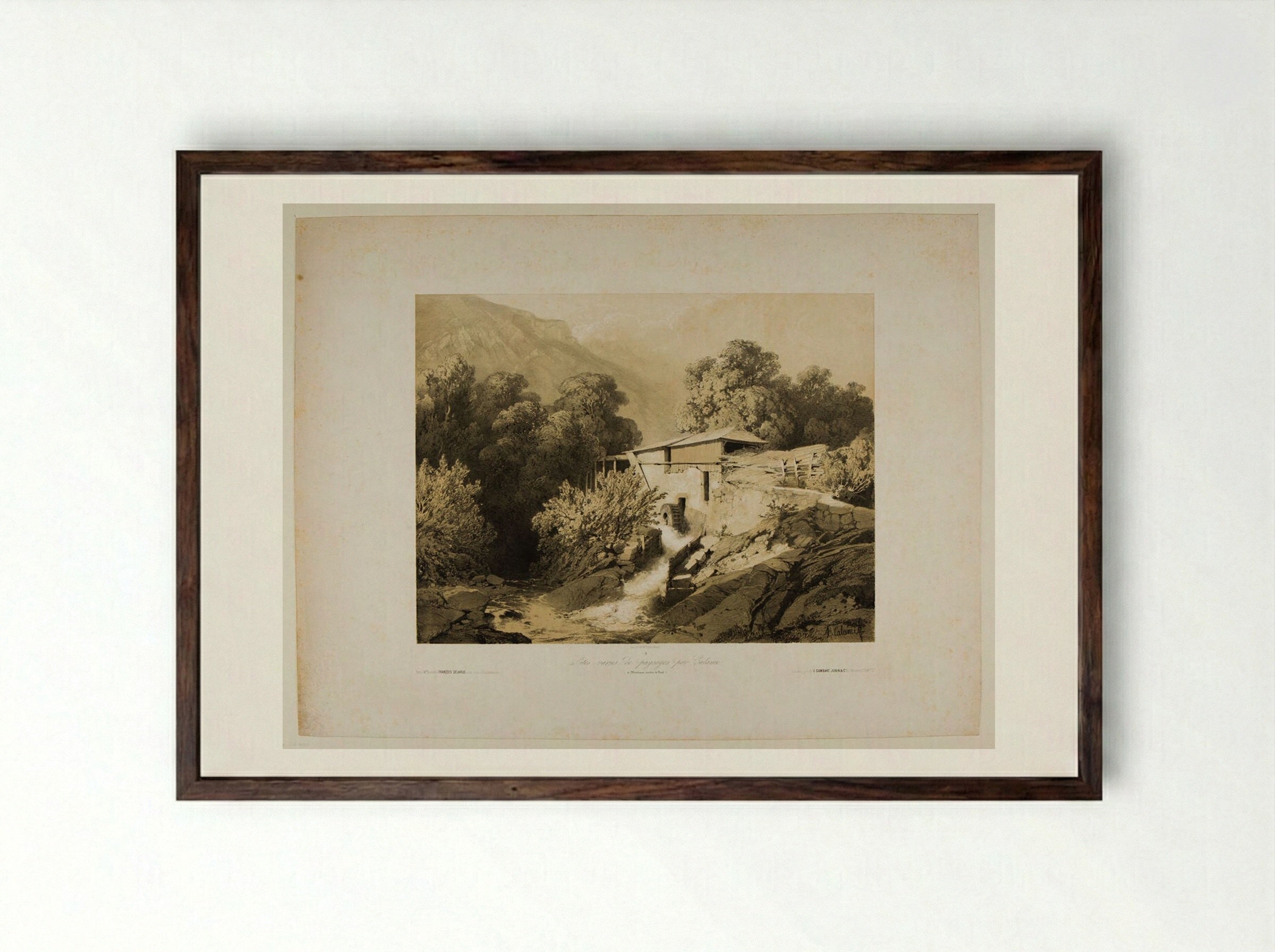 In Montreux, Vaud District - Alexandre Calame - Framed Print Dark Wood