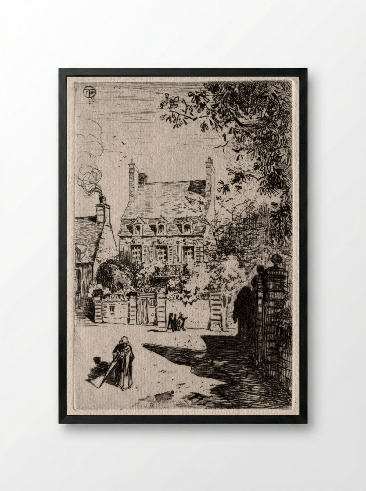 In Province: The House at Orléans - Félix Hilaire Buhot - Framed Print Black