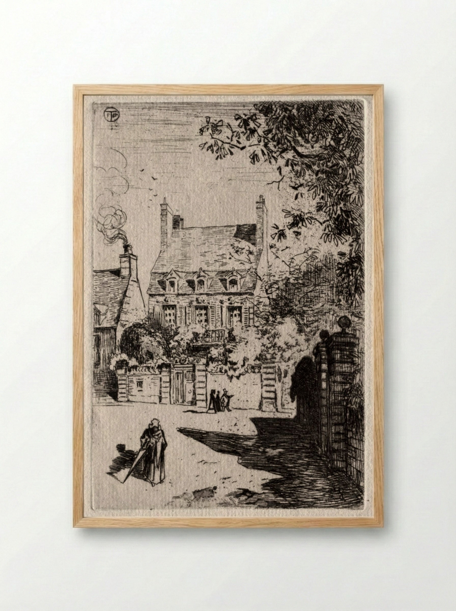 In Province: The House at Orléans - Félix Hilaire Buhot - Framed Print Wood