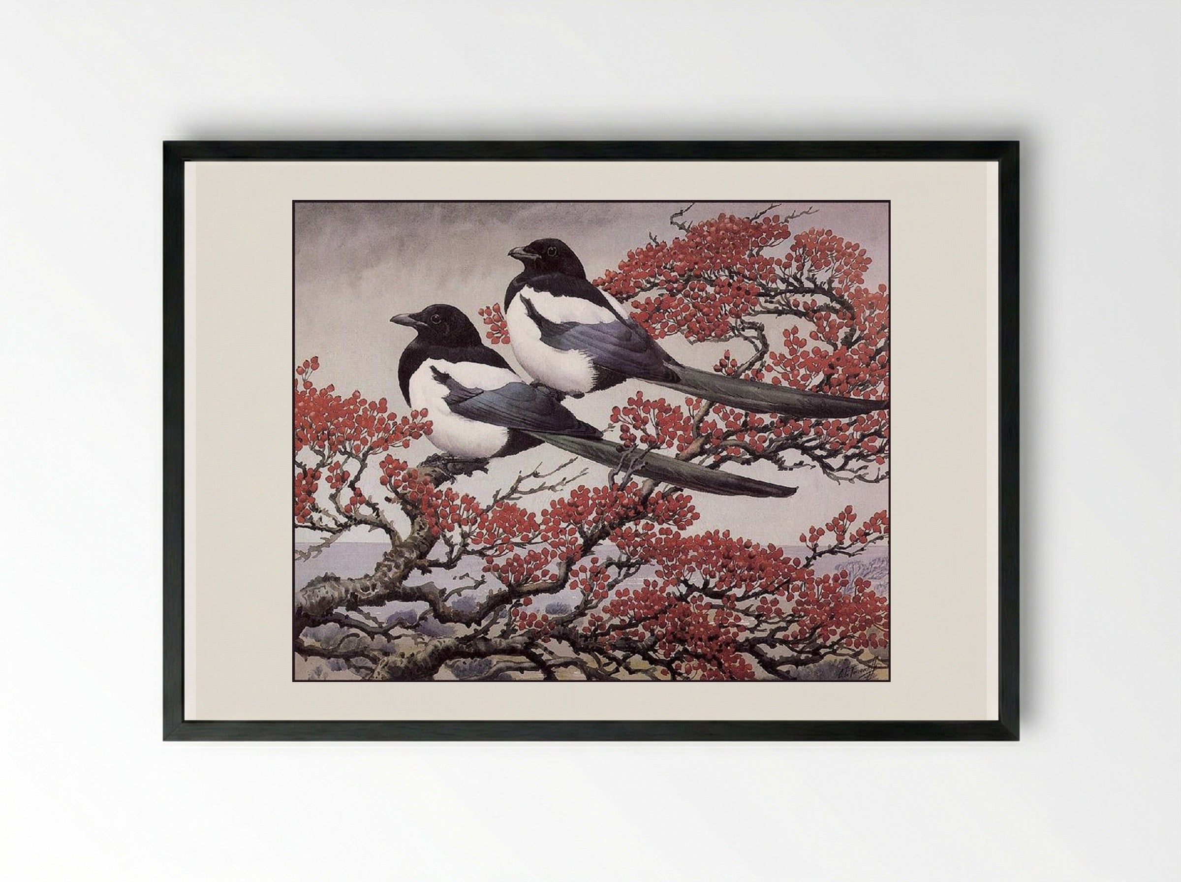 In The Thorn Tree - Charles Tunnicliffe - Framed Print Black