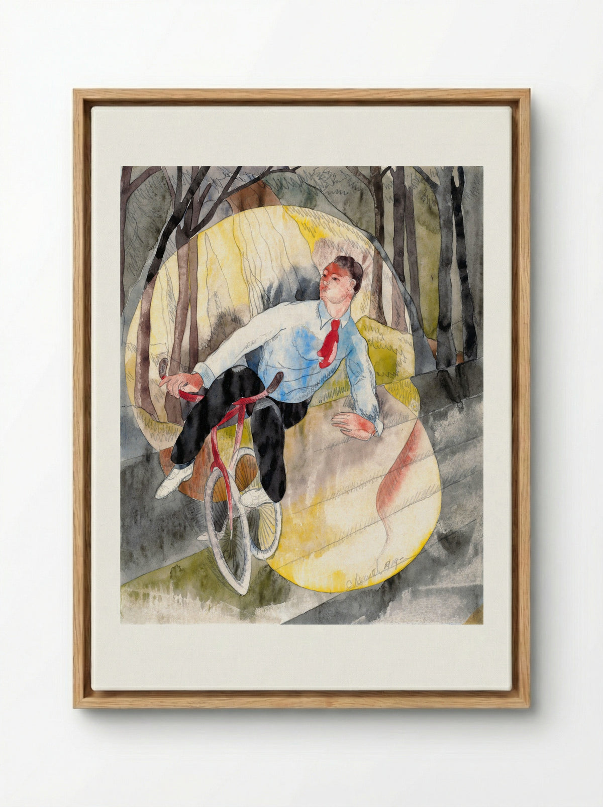 In Vaudeville: The Bicycle Rider - Charles Demuth - Framed Canvas Wood