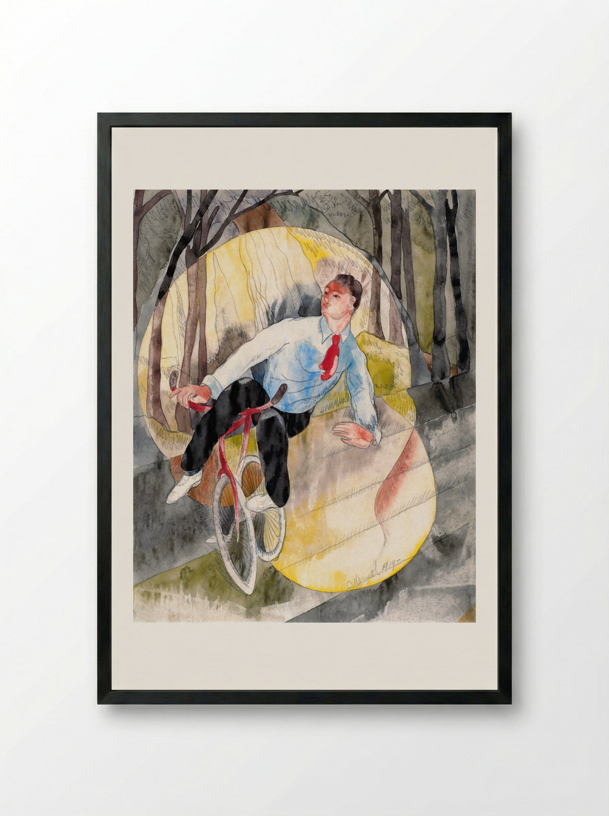 In Vaudeville: The Bicycle Rider - Charles Demuth - Framed Print Black