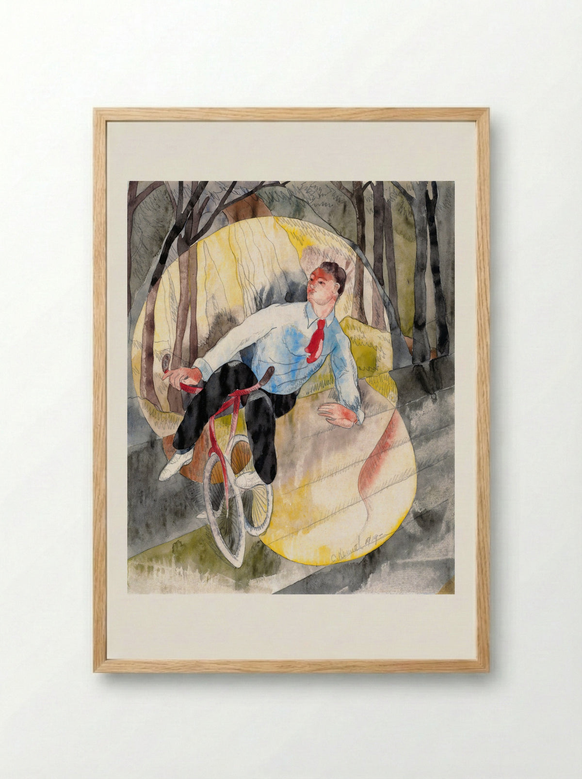In Vaudeville: The Bicycle Rider - Charles Demuth - Framed Print Wood