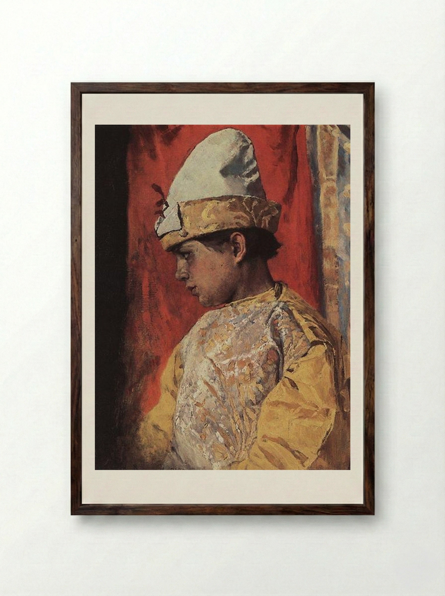 In a Buffoon's Costume - Viktor Vasnetsov - Framed Print Dark Wood