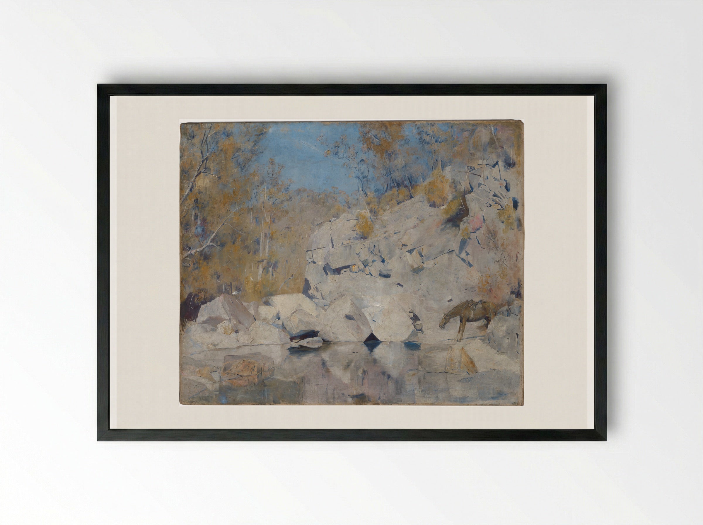 In a Corner on the Macintyre - Tom Roberts - Framed Print Black