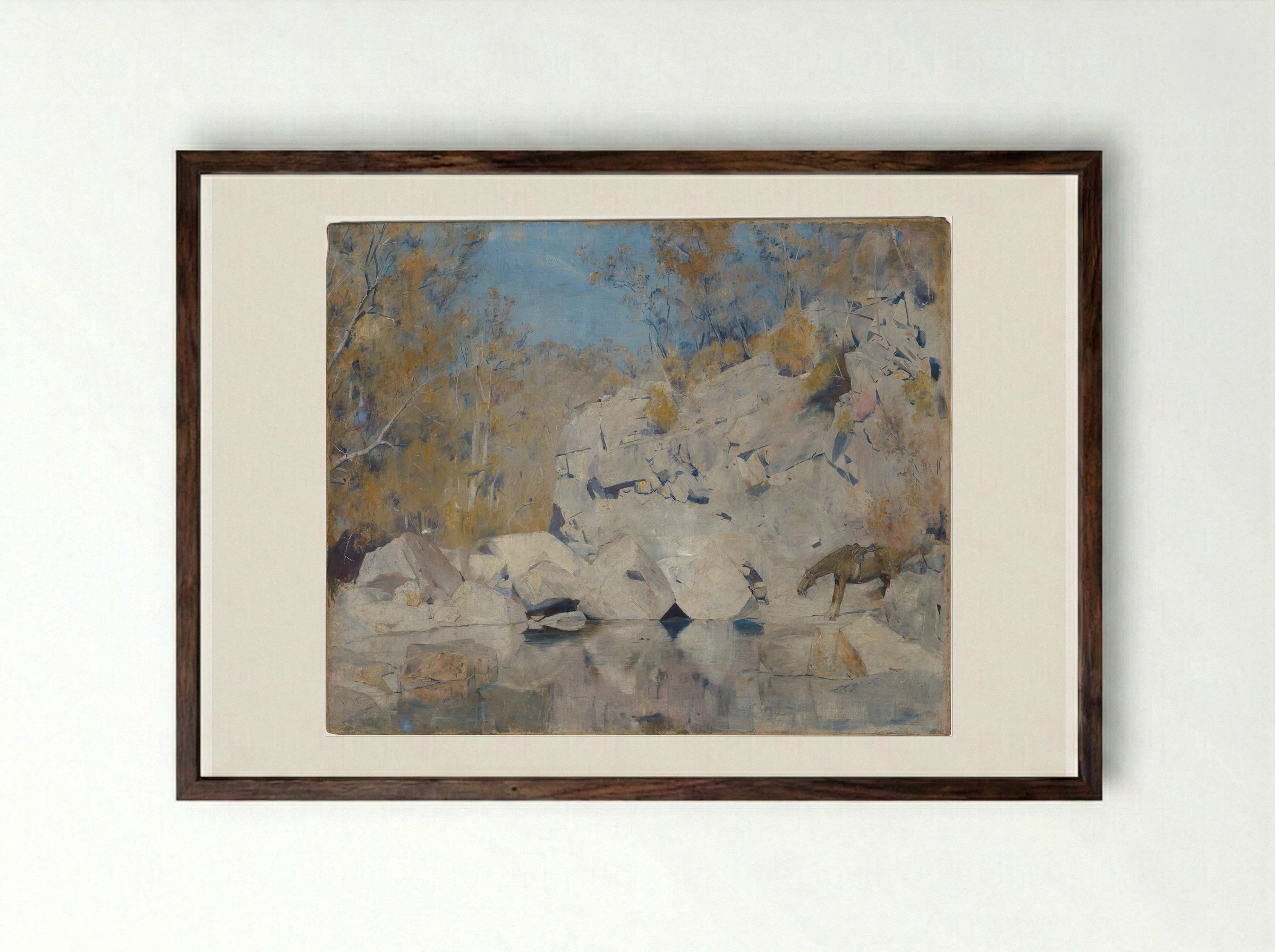 In a Corner on the Macintyre - Tom Roberts - Framed Print Dark Wood