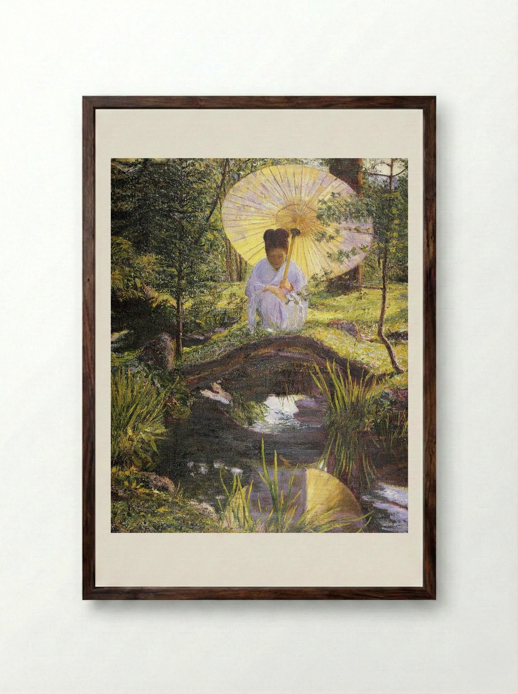 In a Japanese Garden - Lilla Cabot Perry - Framed Print Dark Wood