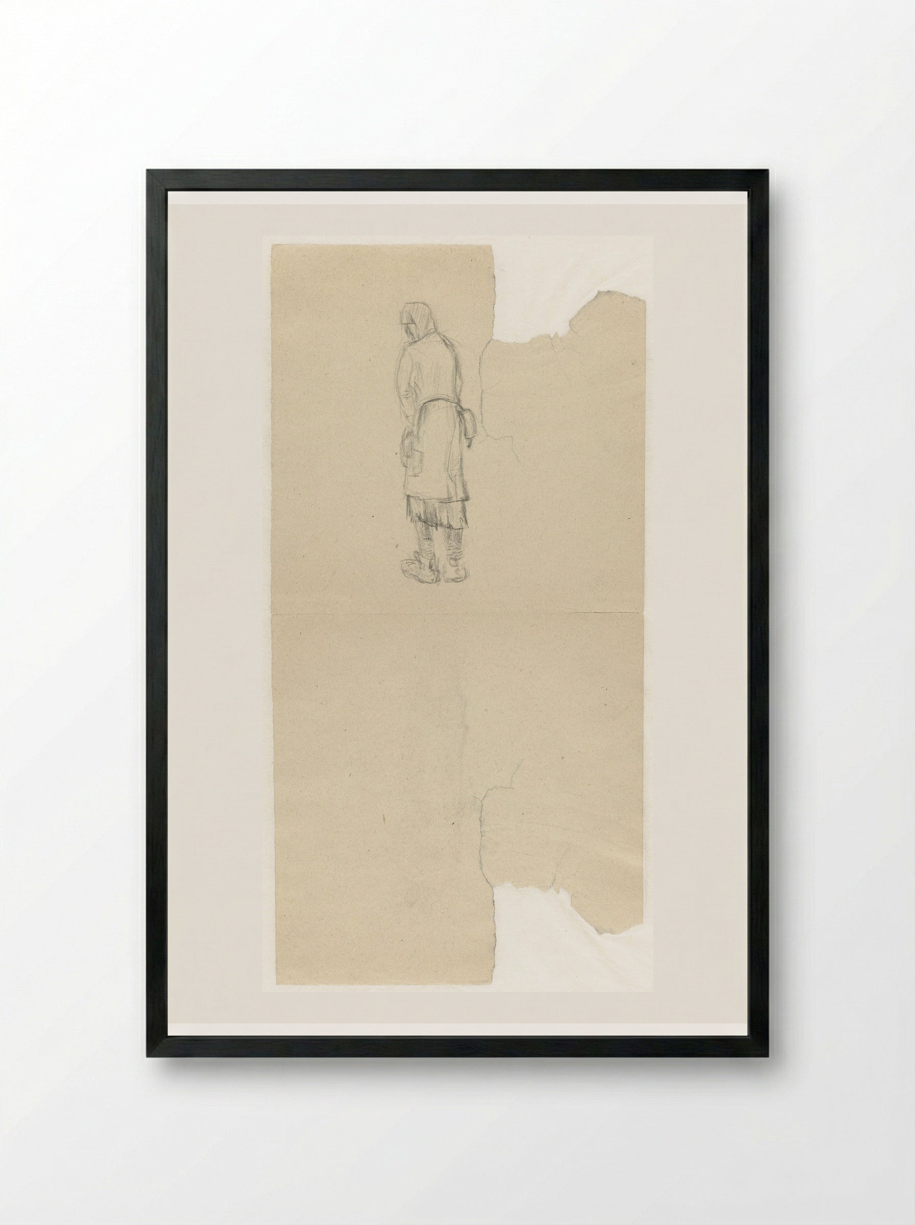 In lompen gehulde vrouw in Ravensbrück - Aat Breur-Hibma - Framed Print Black