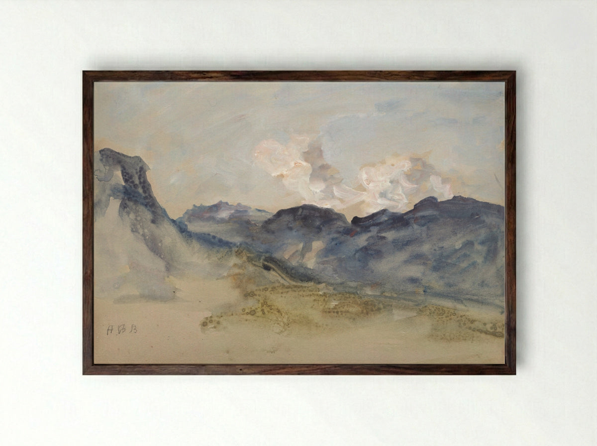 In the Alps - Hercules Brabazon Brabazon - Framed Print Dark Wood