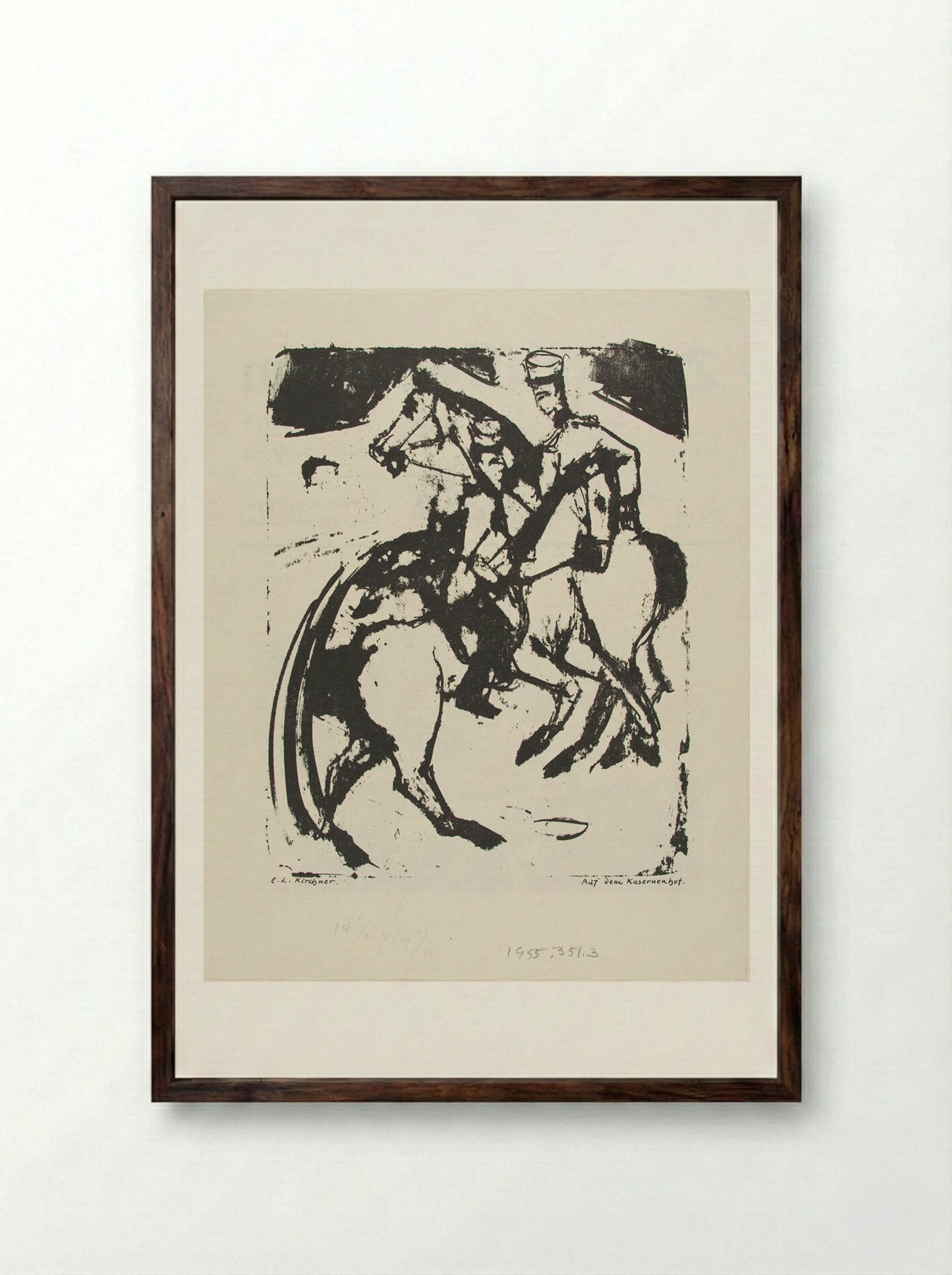 In the Barracks Courtyard - Ernst Ludwig Kirchner - Framed Print Dark Wood