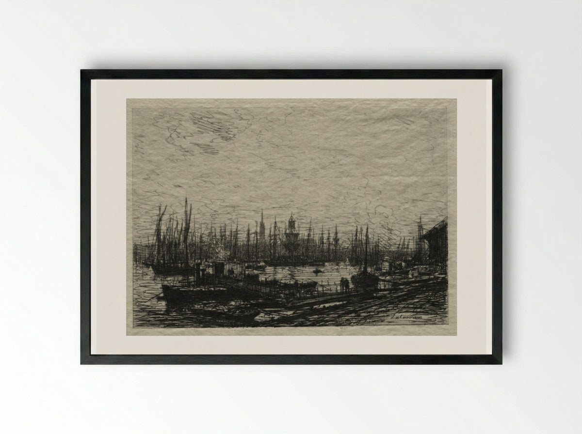 In the Bordeaux Harbor - Maxime Lalanne - Framed Print Black