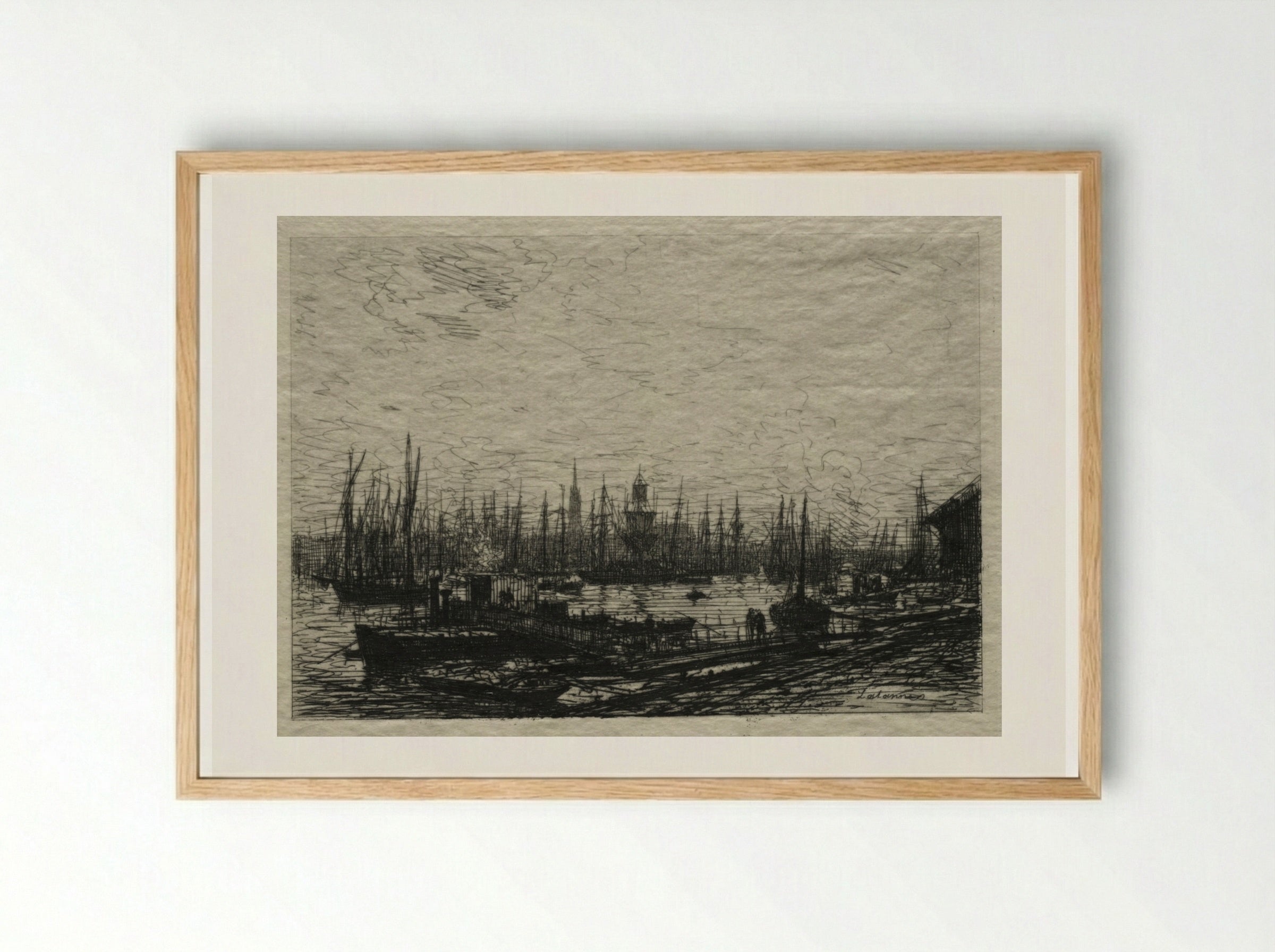In the Bordeaux Harbor - Maxime Lalanne - Framed Print Wood