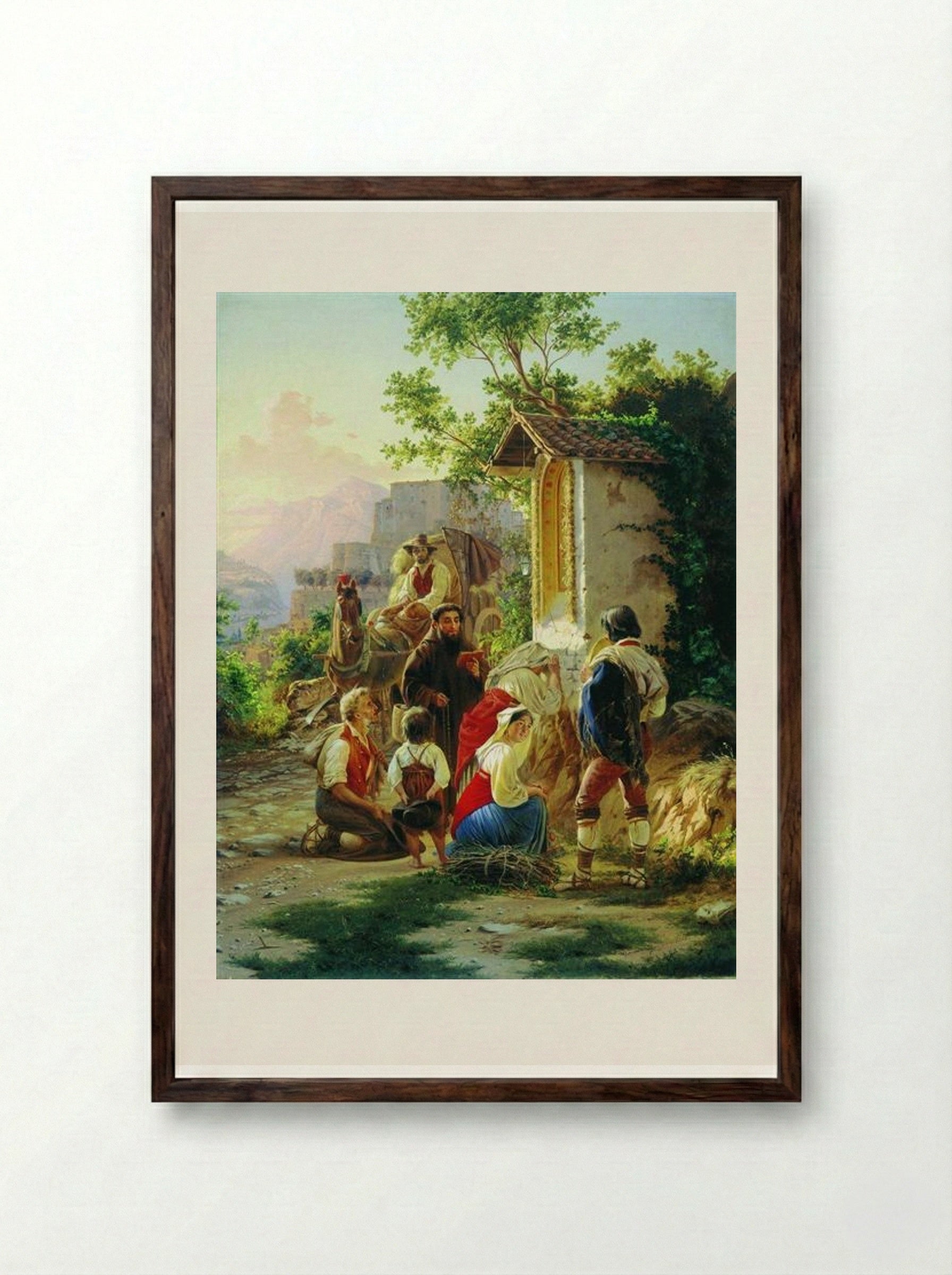 In the Chapel - Fyodor Bronnikov - Framed Print Dark Wood