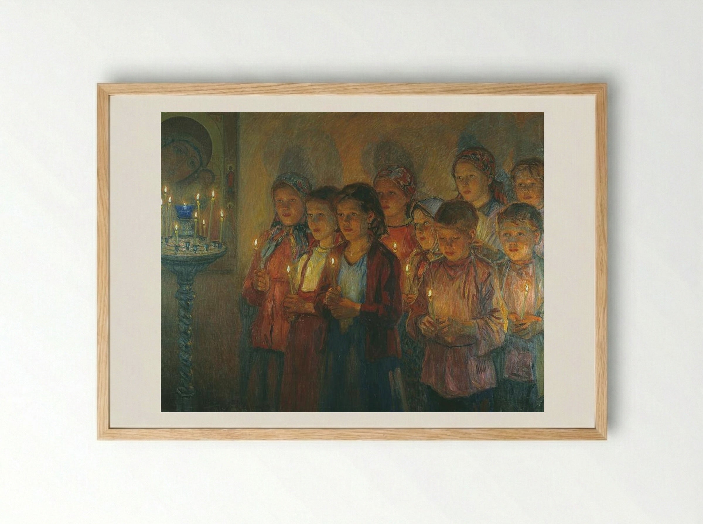 In the Church - Nikolay Bogdanov-Belsky - Framed Print Wood