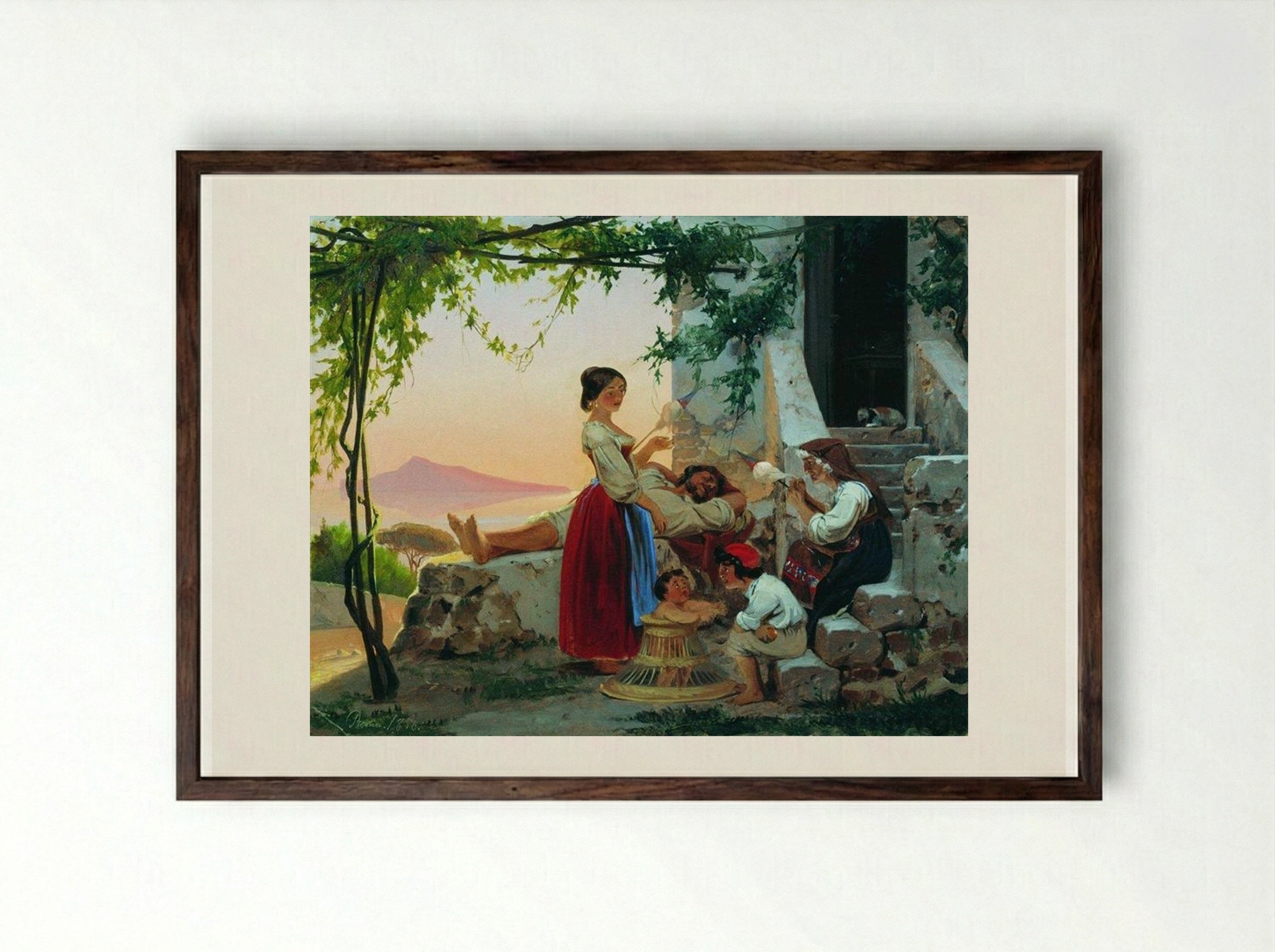 In the Family - Fyodor Bronnikov - Framed Print Dark Wood