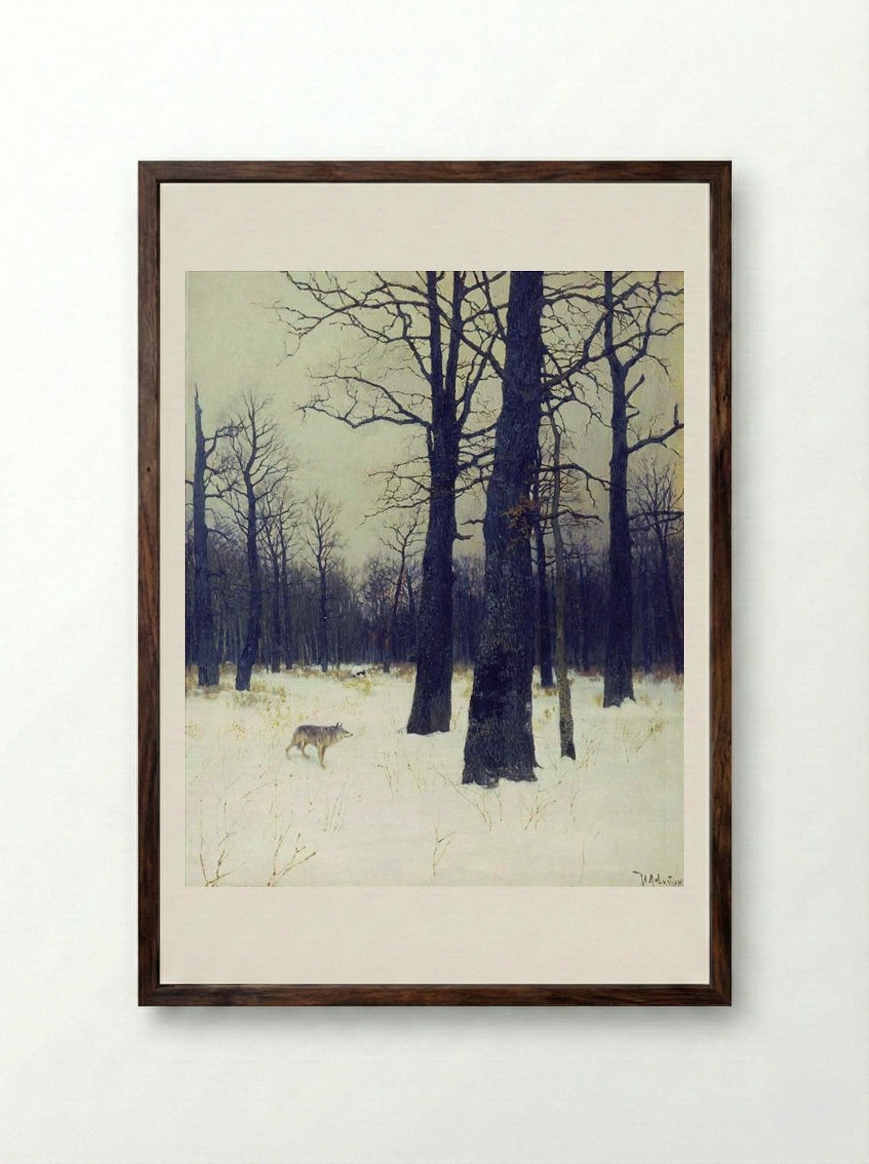 In the Forest in Winter - Isaac Levitan - Framed Print Dark Wood