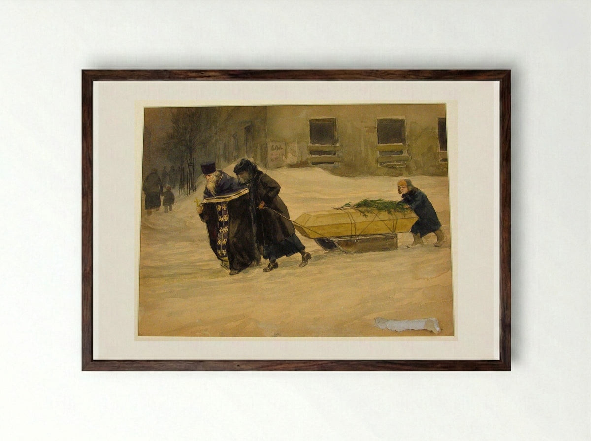 In the Last Journey - Ivan Vladimirov - Framed Print Dark Wood
