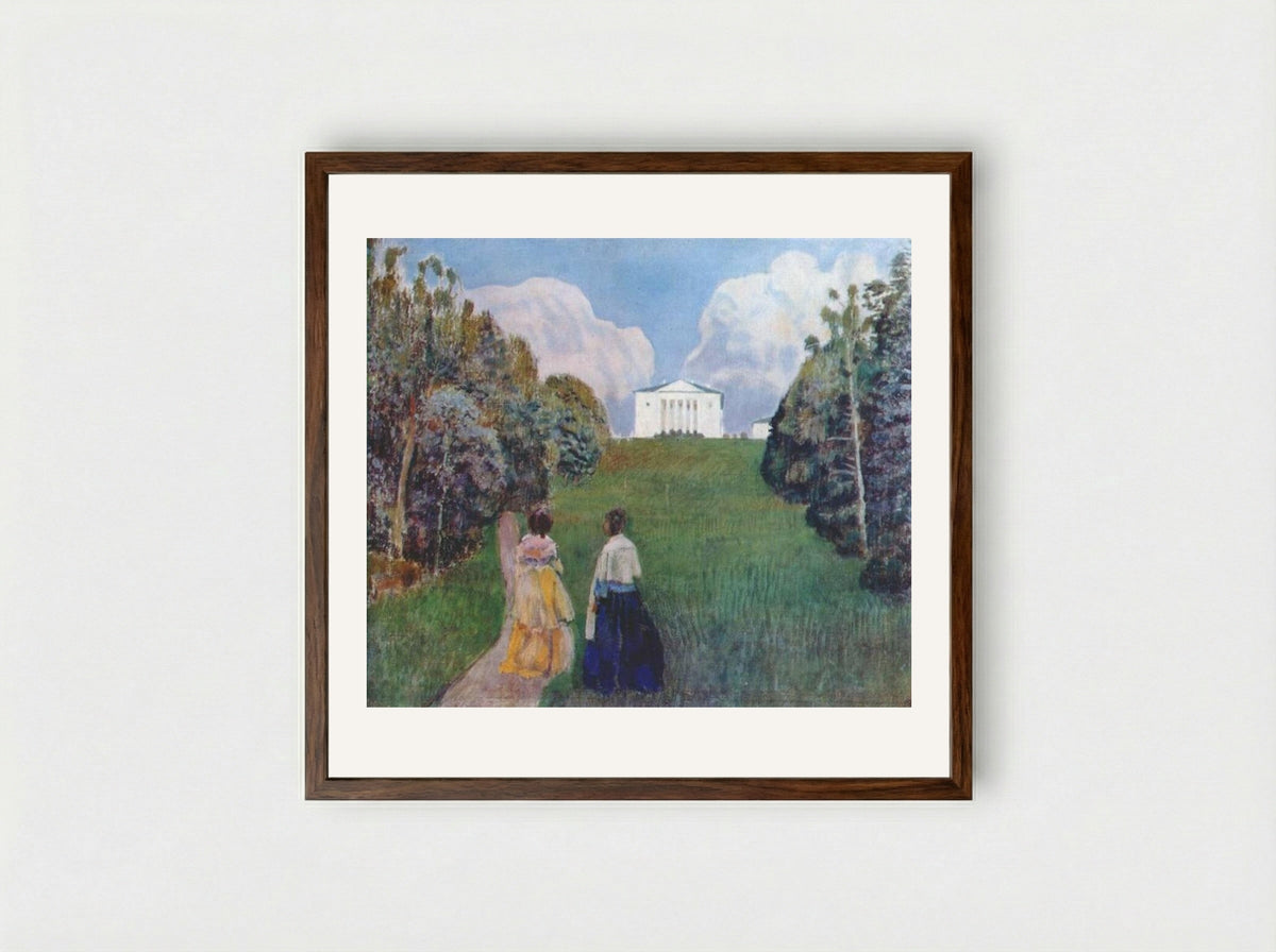 In the Light of the Setting Sun - Victor Borisov-Musatov - Framed Print Dark Wood