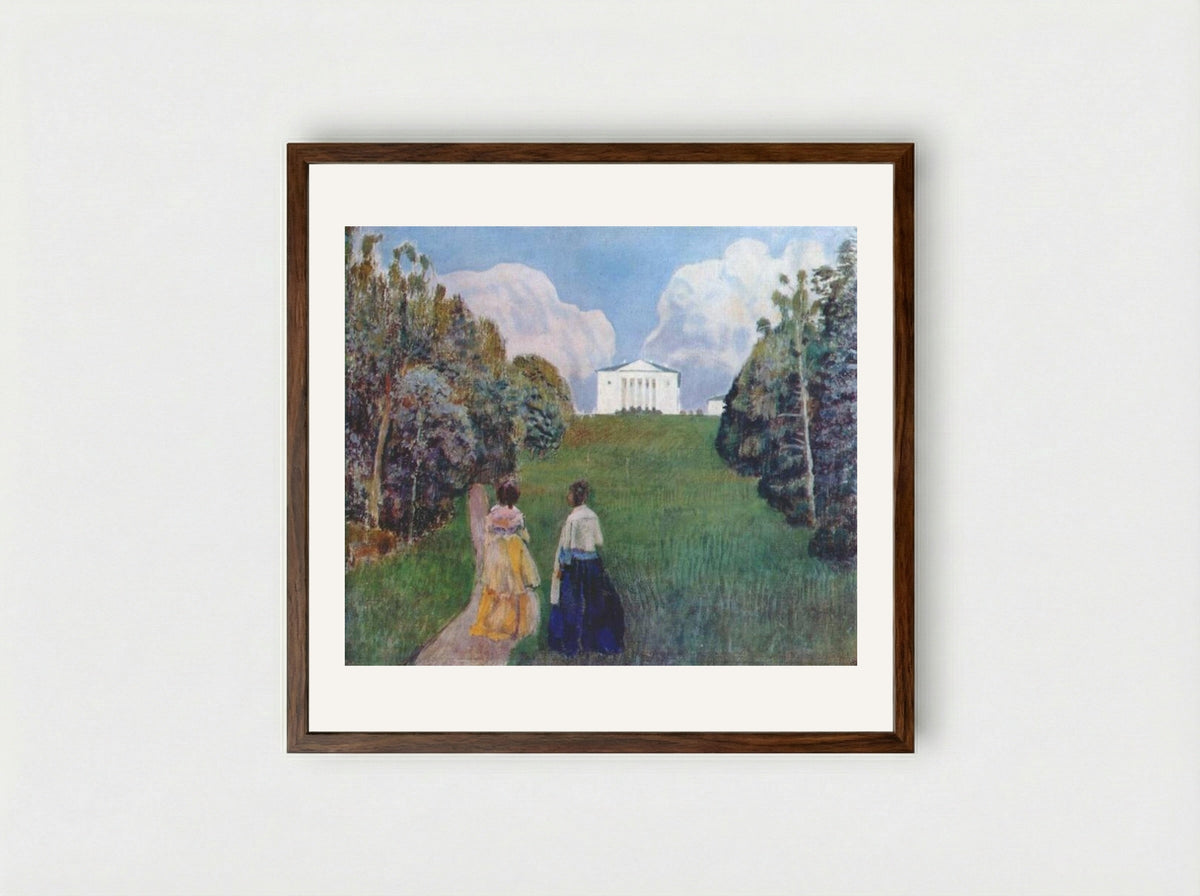 In the Light of the Setting Sun - Victor Borisov-Musatov - Framed Print Dark Wood