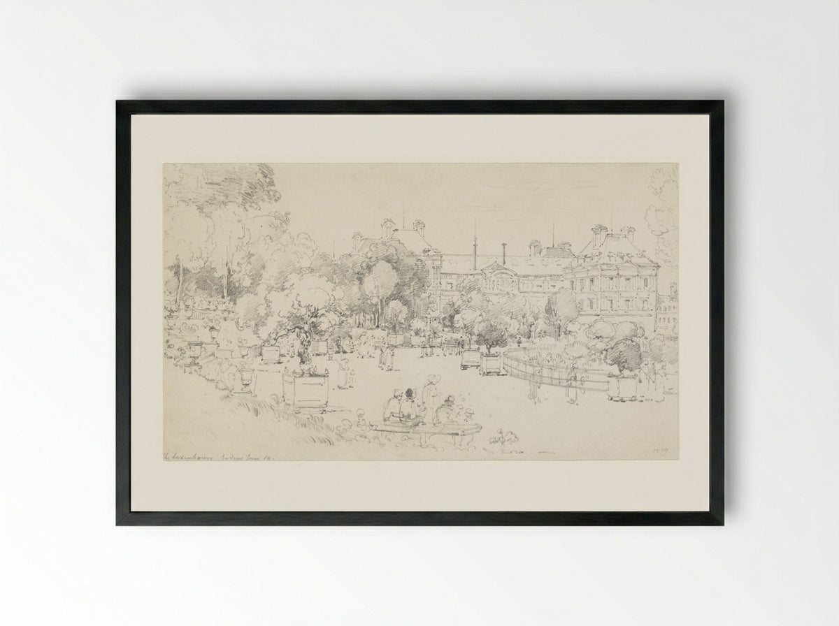 In the Luxembourg Gardens, Paris - Henry Edridge - Framed Print Black